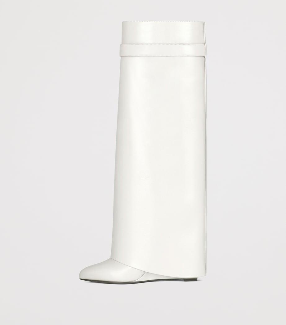 Leather Shark Lock Knee-High Boots 90 WHITE Image 4
