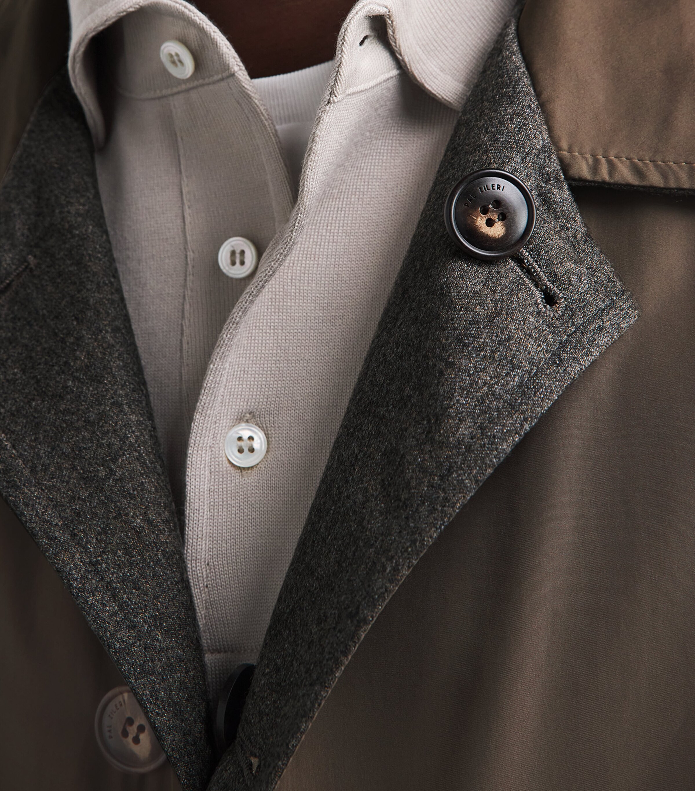 Pal Zileri Mens Wool Reversible Overcoat Light Brown Image 3