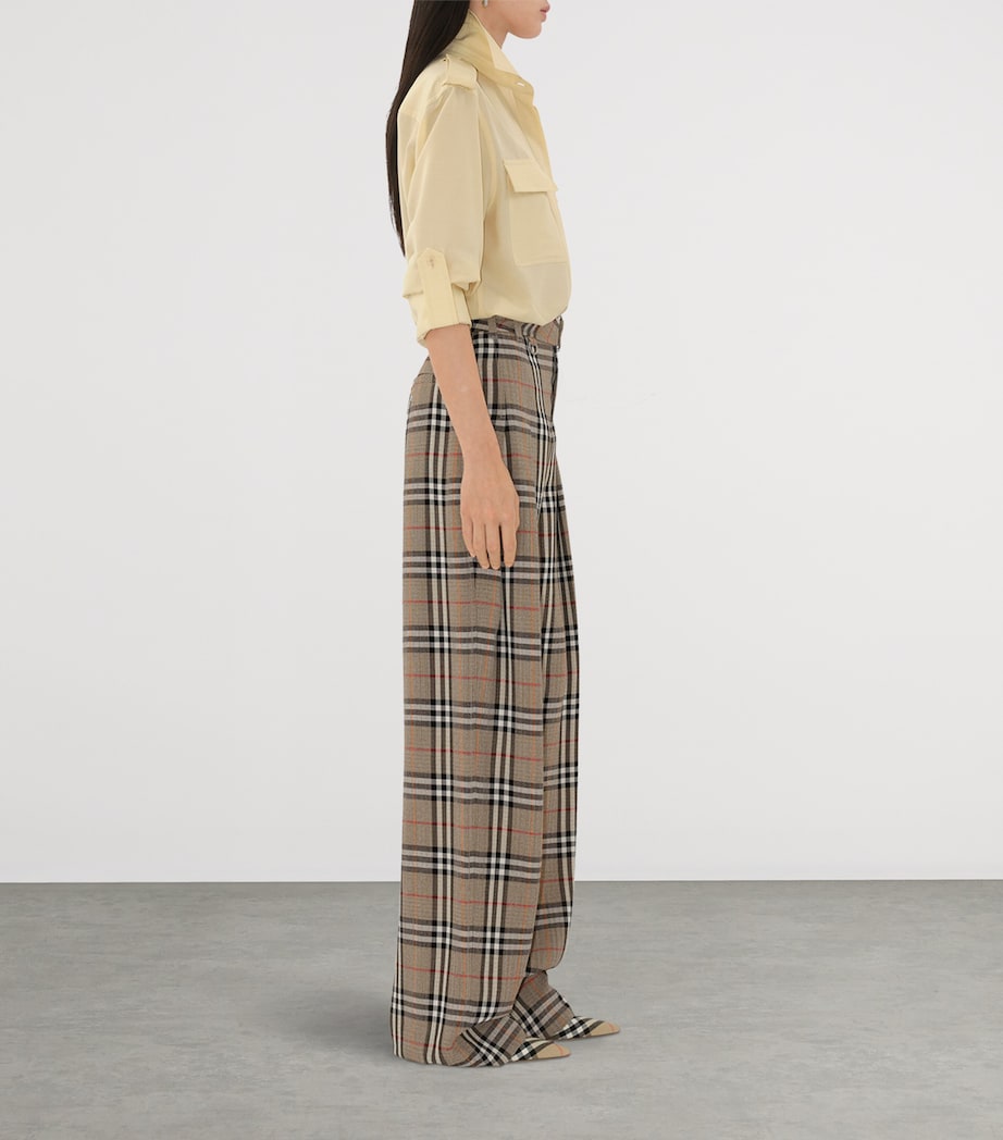 Check Belted Wide-Leg Trousers LIMESTONE IP CHECK Image 3