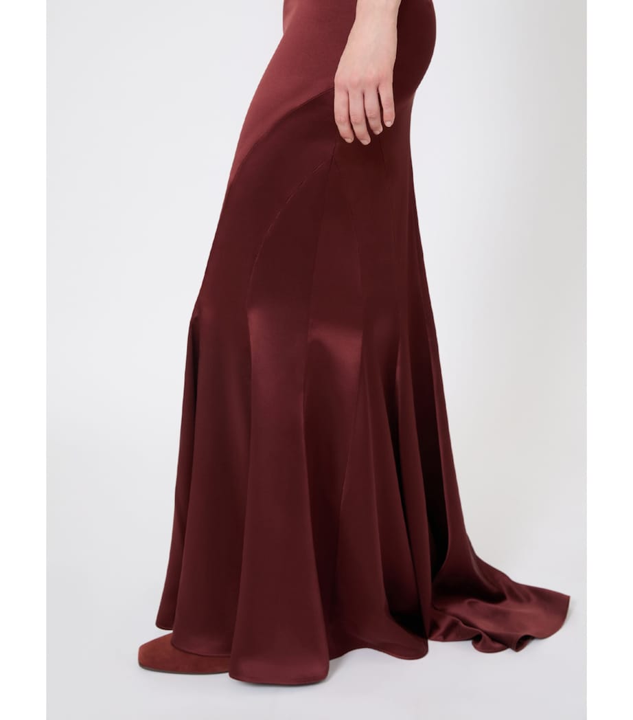 Max Mara Womens Silk Maxi Skirt Rust Image 2