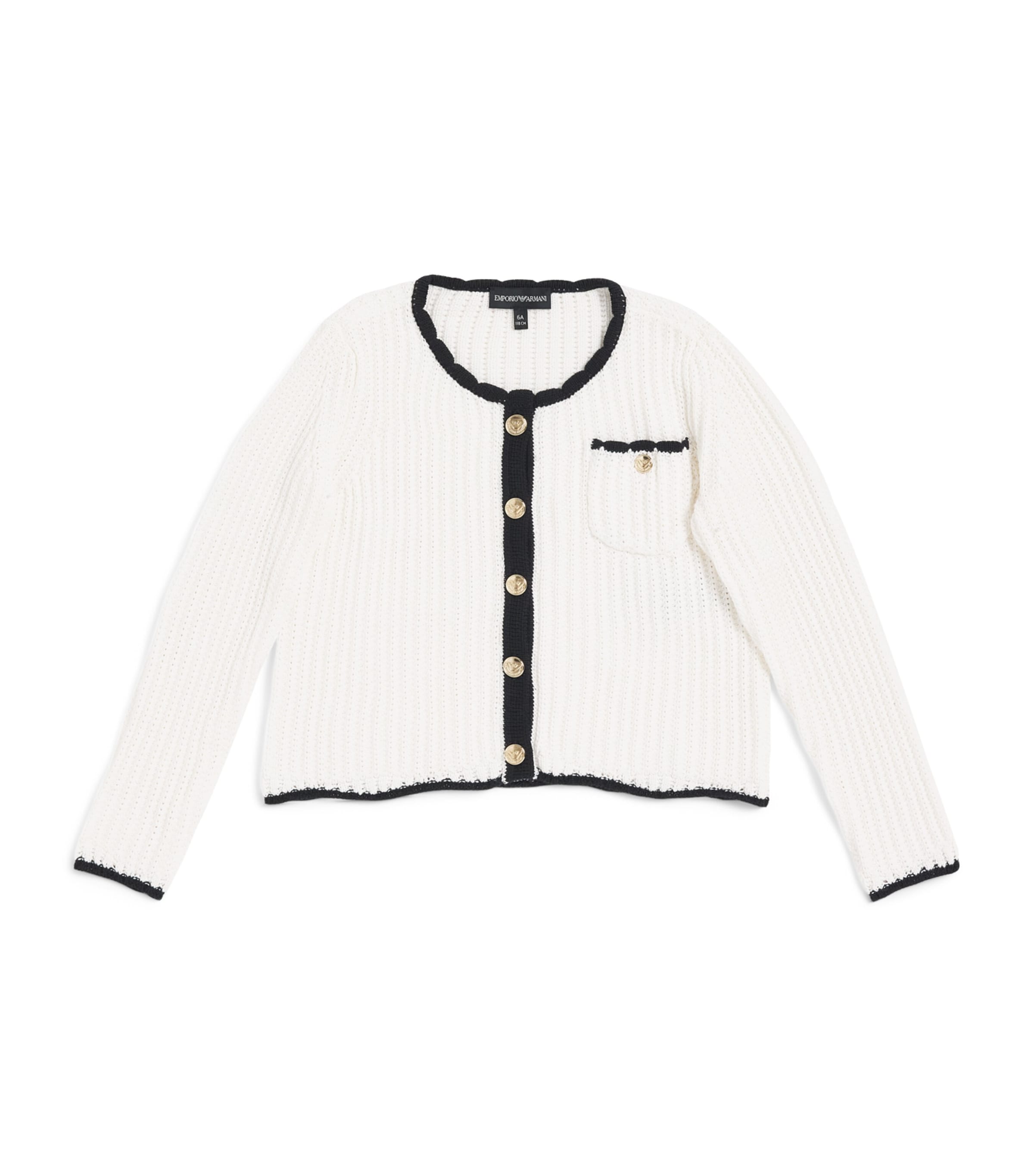 Emporio Armani Kids Cotton Knit Cardigan (4-14 Years) Off White Image 1