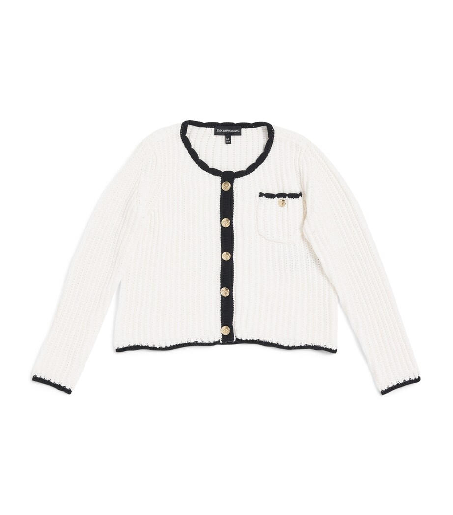 Emporio Armani Kids Cotton Knit Cardigan (4-14 Years) Off White Image 1