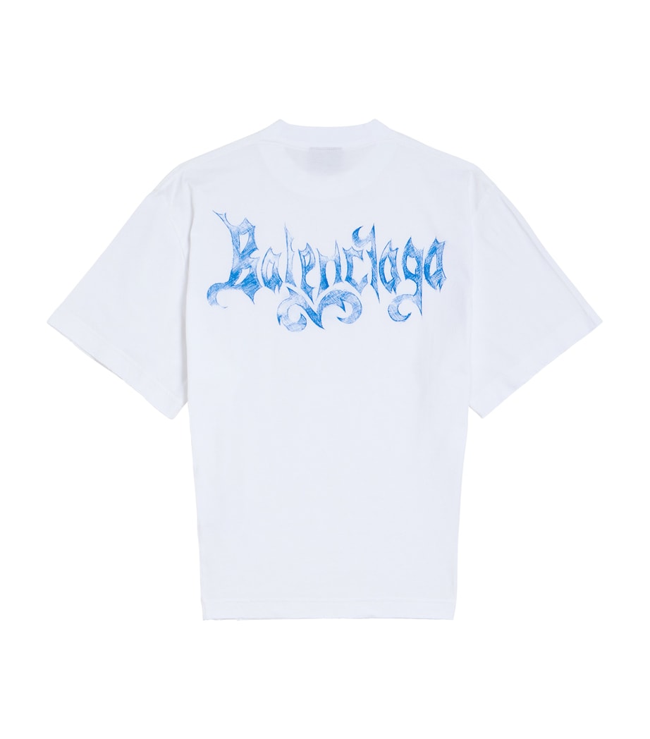 Balenciaga Womens Cotton Sketchy Logo T-Shirt Image 2