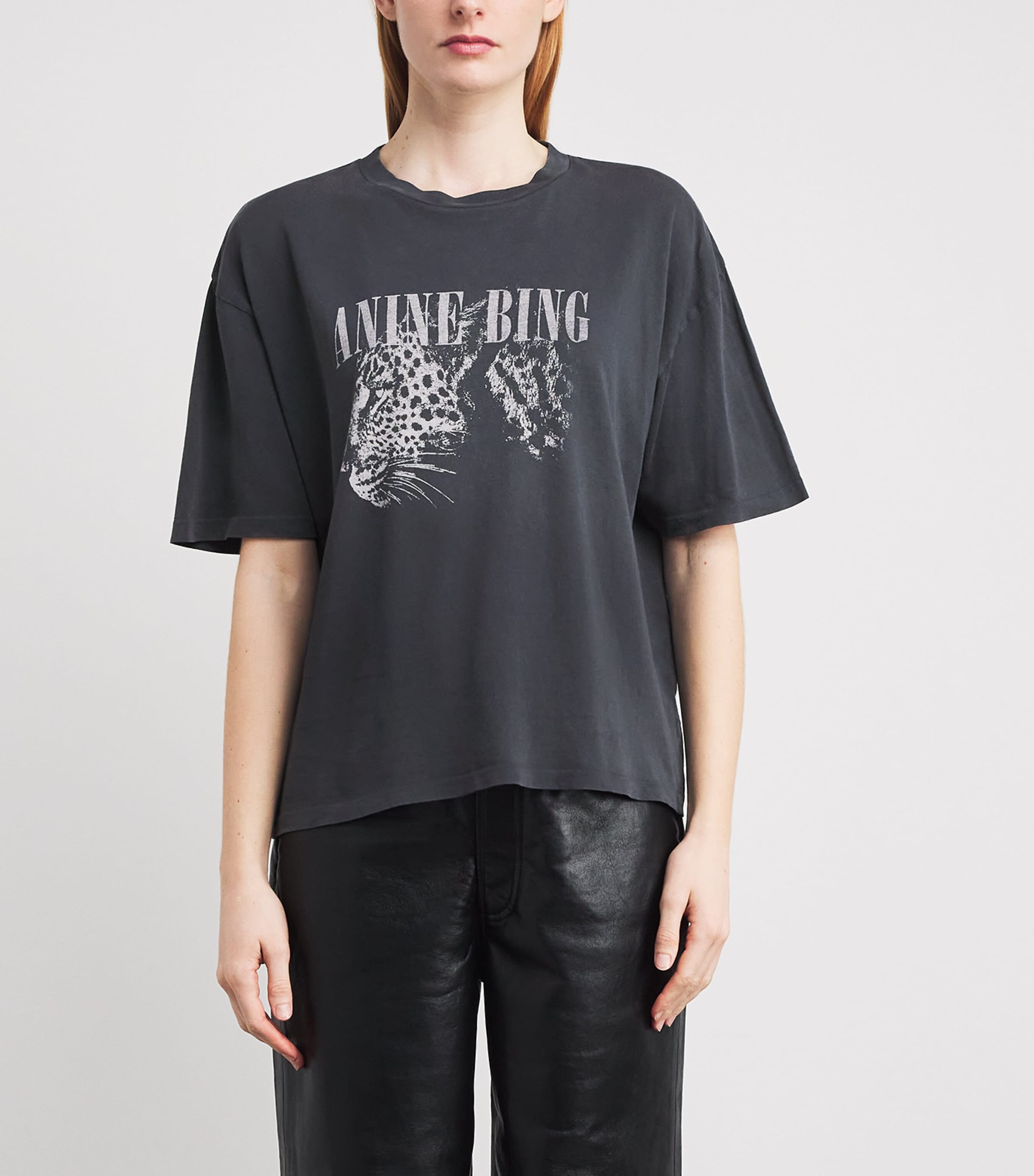 Leopard Print Cohen T-Shirt WASHED BLACK Image 3