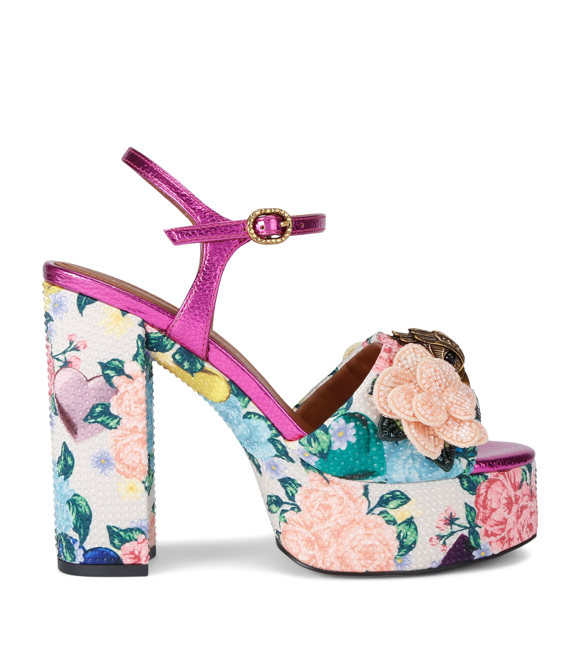 Kurt Geiger Embellished Floral Kensington Platform Sandals