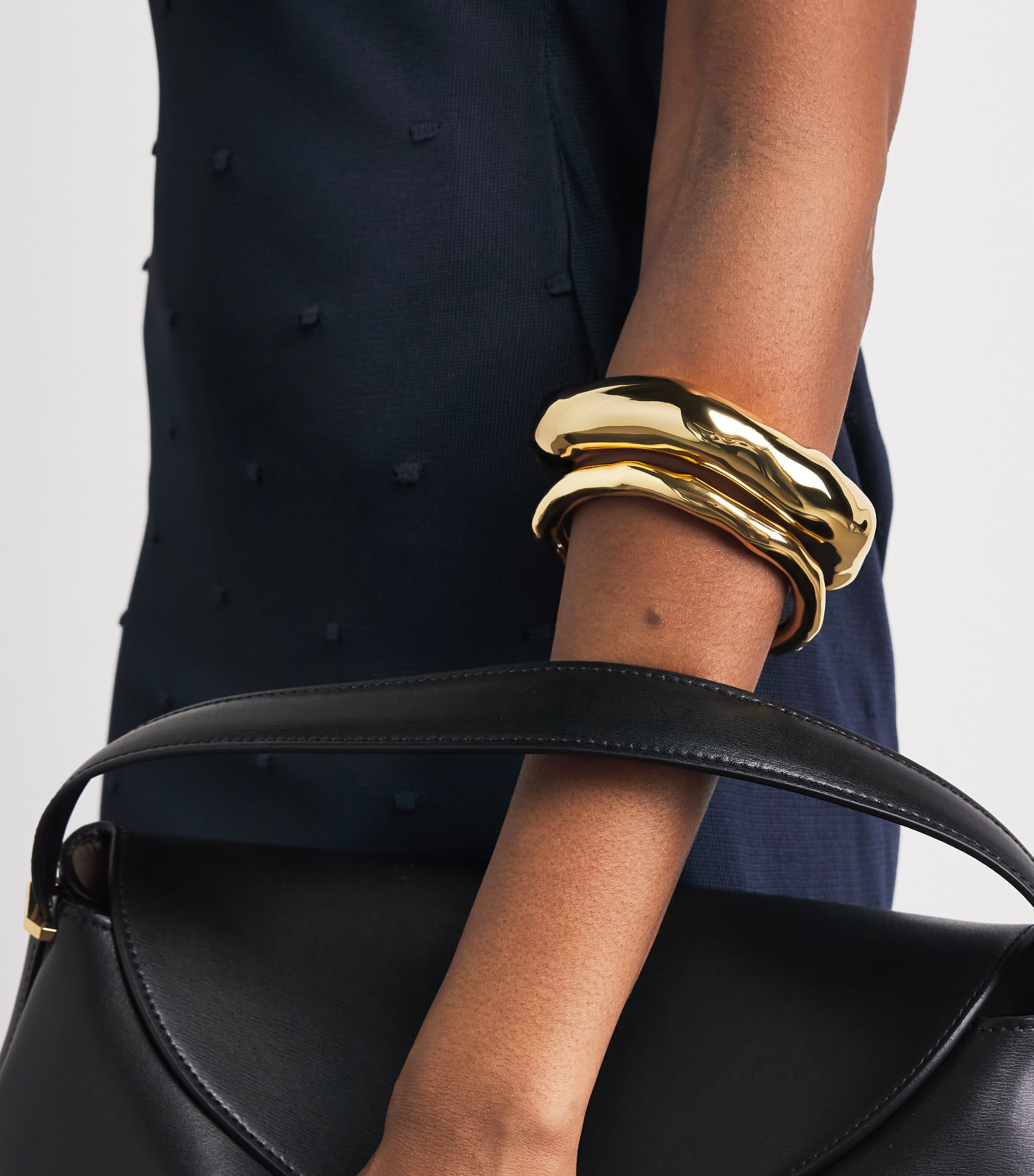 Alexis Bittar Large Gold-Plated Molten Wide Bangle No Stones Gold Image 2