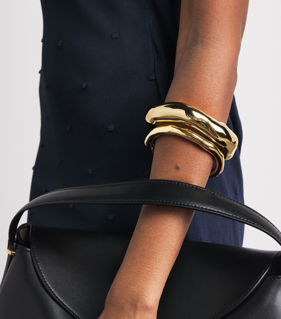 Alexis Bittar Large Gold-Plated Molten Wide Bangle No Stones Gold Image 2