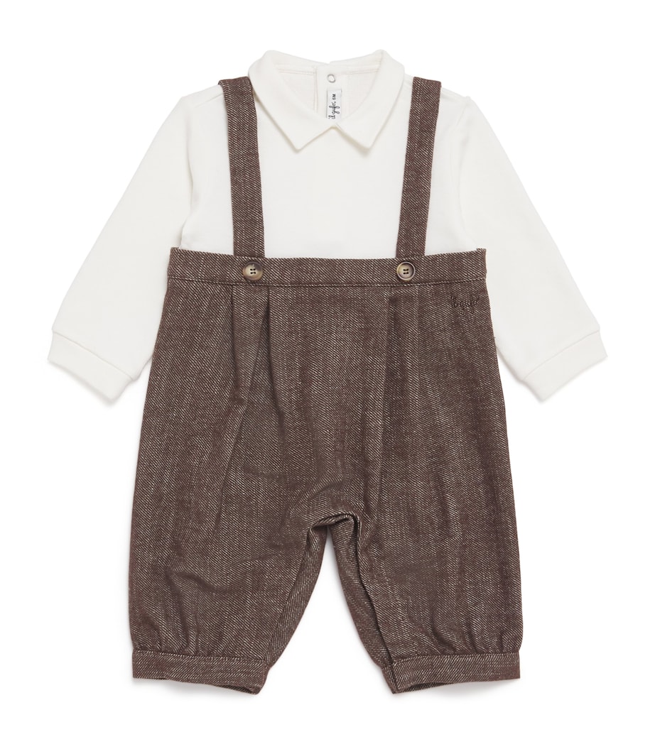 Cotton-Blend Collar Playsuit (1-18 Months) 191COCOA Image 1