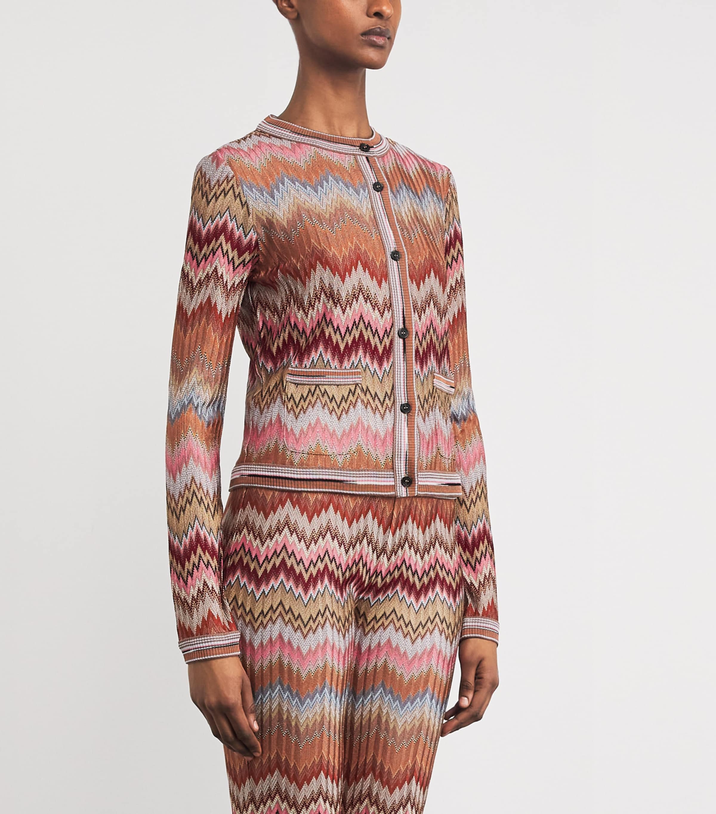 Snake Chevron Cardigan SM9Y1 PINK/RUST TONE Image 3