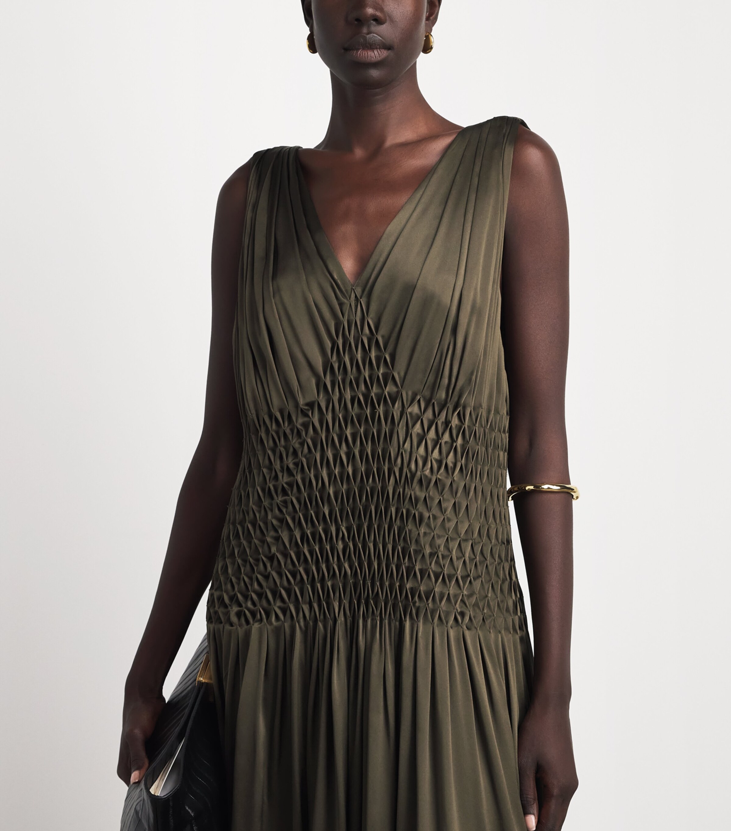 khaite green dress Silk Nola Midi depth (inches):17.99