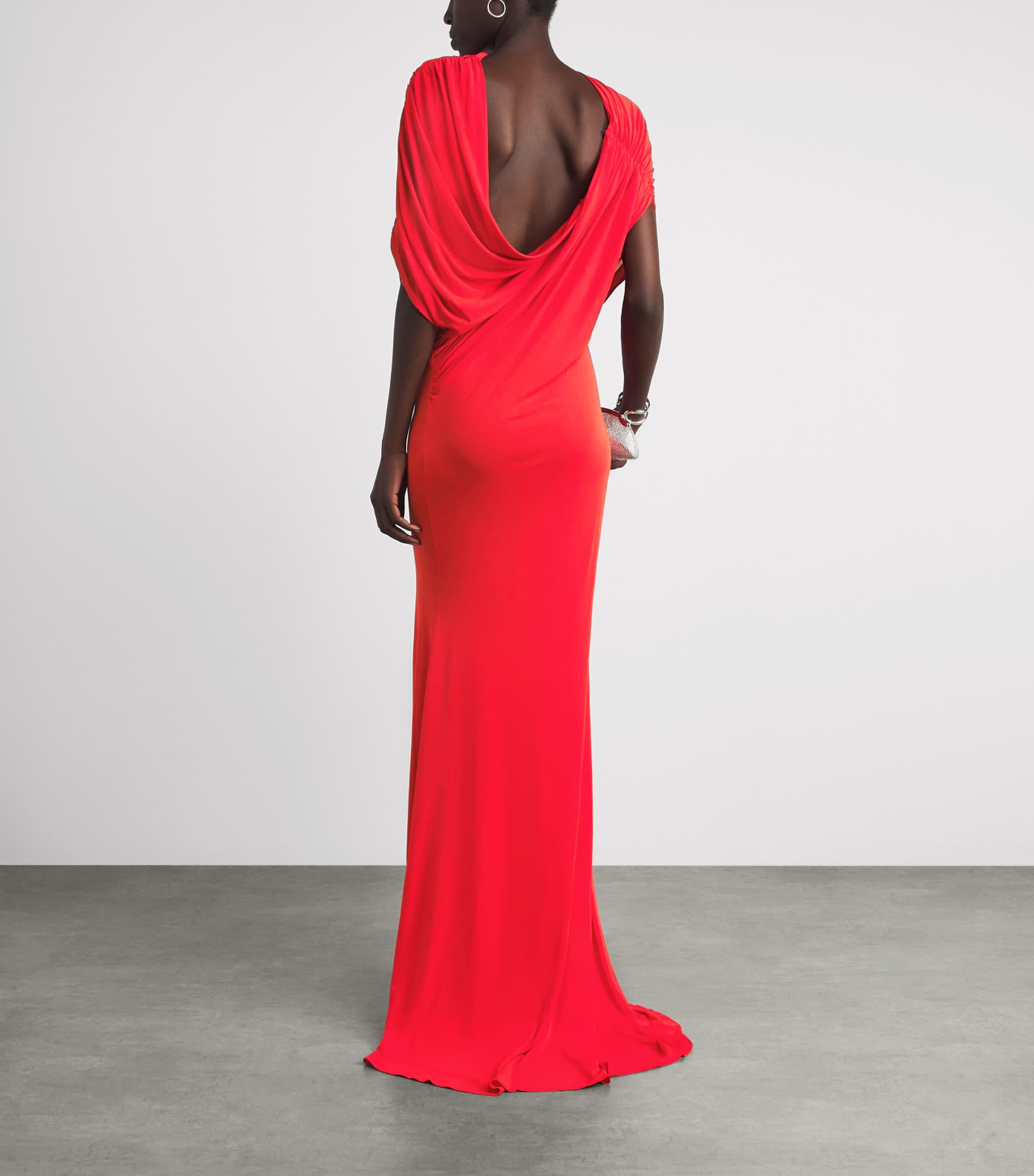 Alex Perry Womens Jersey Draped Gown Scarlet Image 2