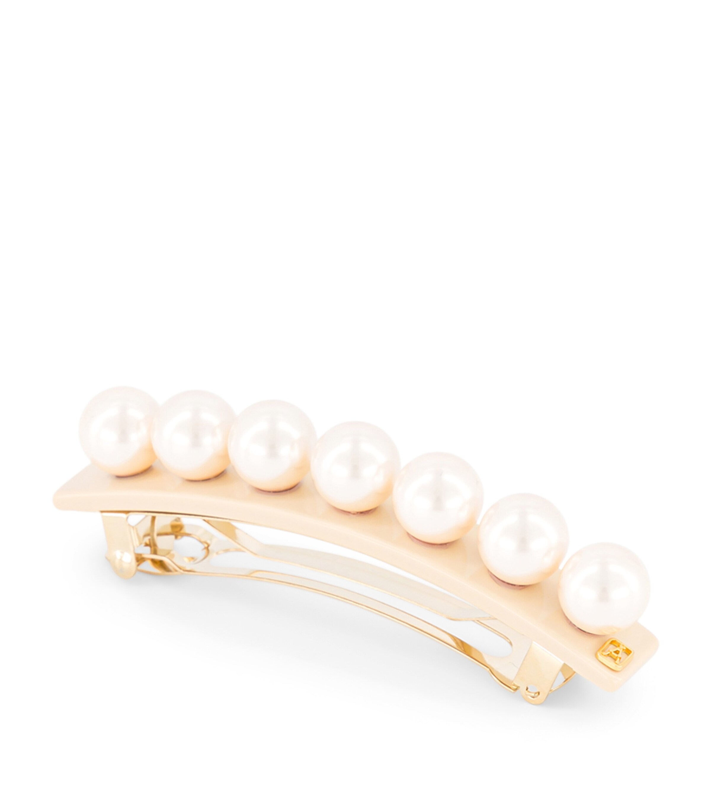 Alexandre de Paris Oversize Pearl-Detail Slide Hair Clip S Beige Image 2
