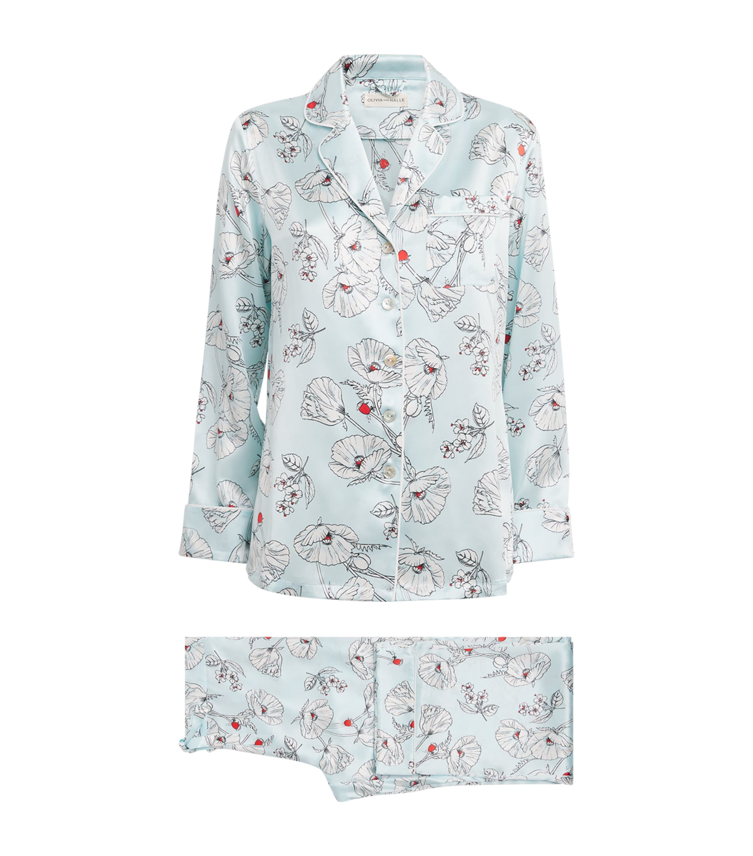 Olivia von Halle Womens Silk Poppies Lila Pyjama Set Serafina Image 1