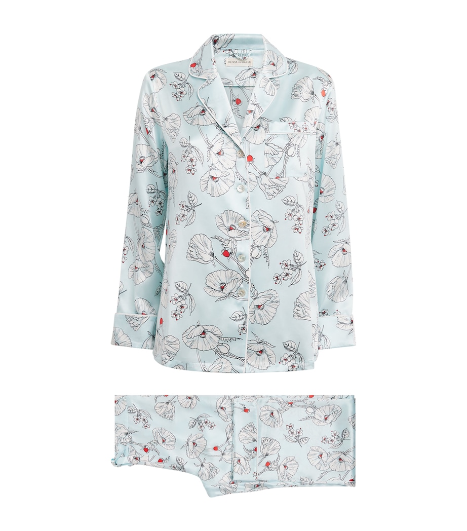 Olivia von Halle Womens Silk Poppies Lila Pyjama Set Serafina Image 1