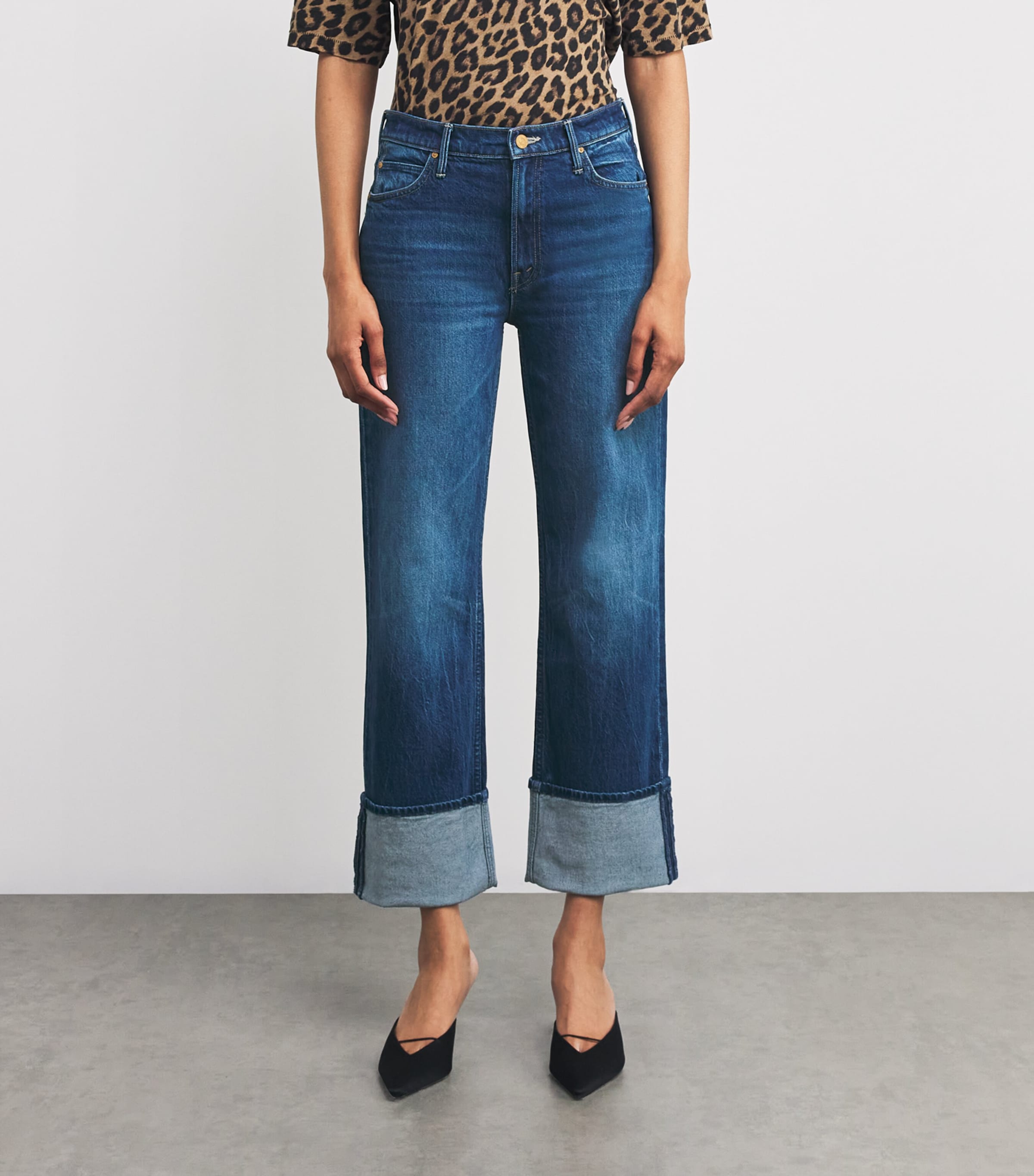 MOTHER Womens The Checkerboard Duster Flood Cuff Jeans Bunny Hop Image 3