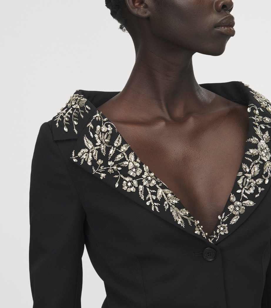 McQueen Womens Wool Beaded-Collar Blazer Image 6