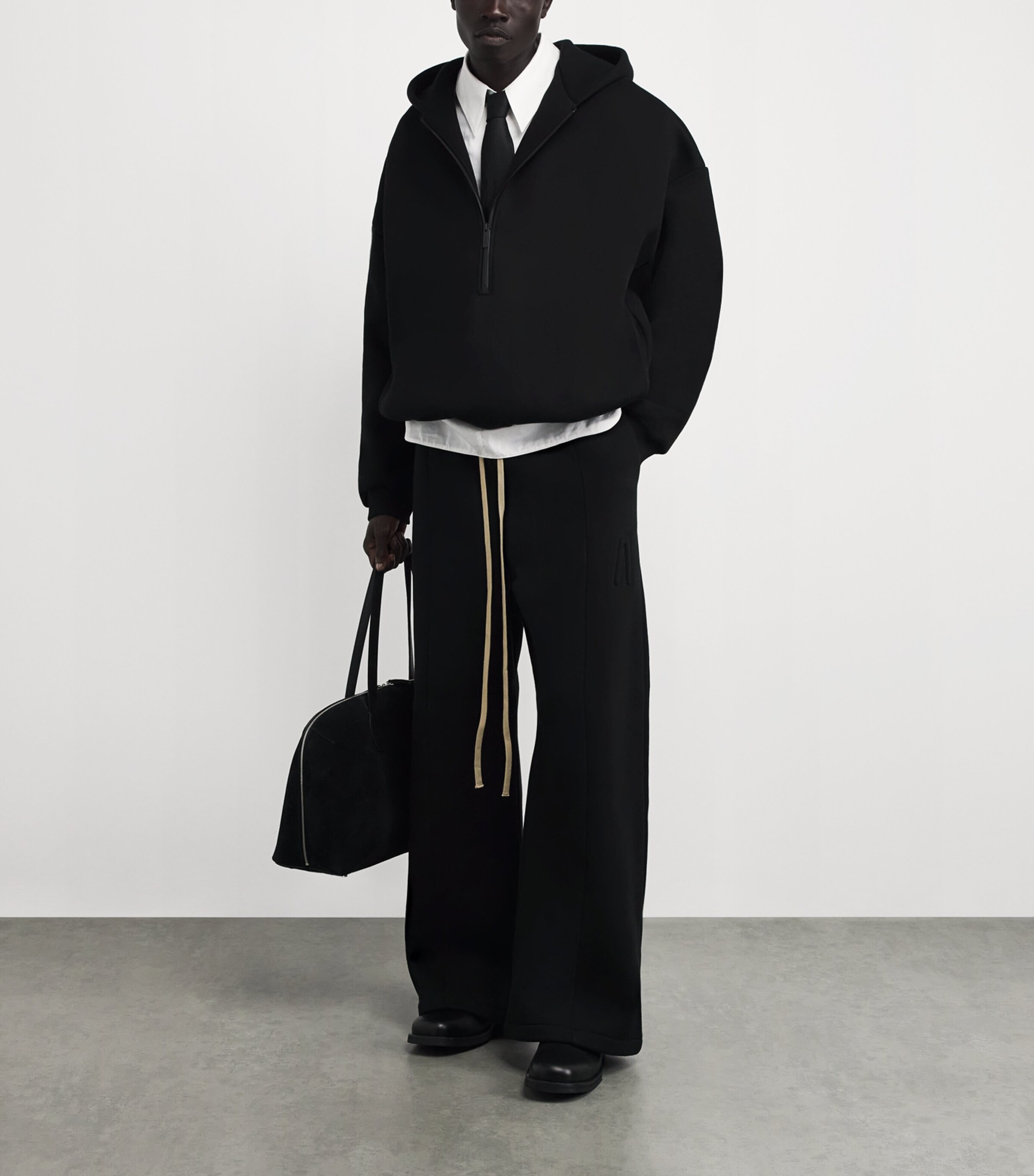 Half-Zip Athletic Hoodie BLACK Image 2