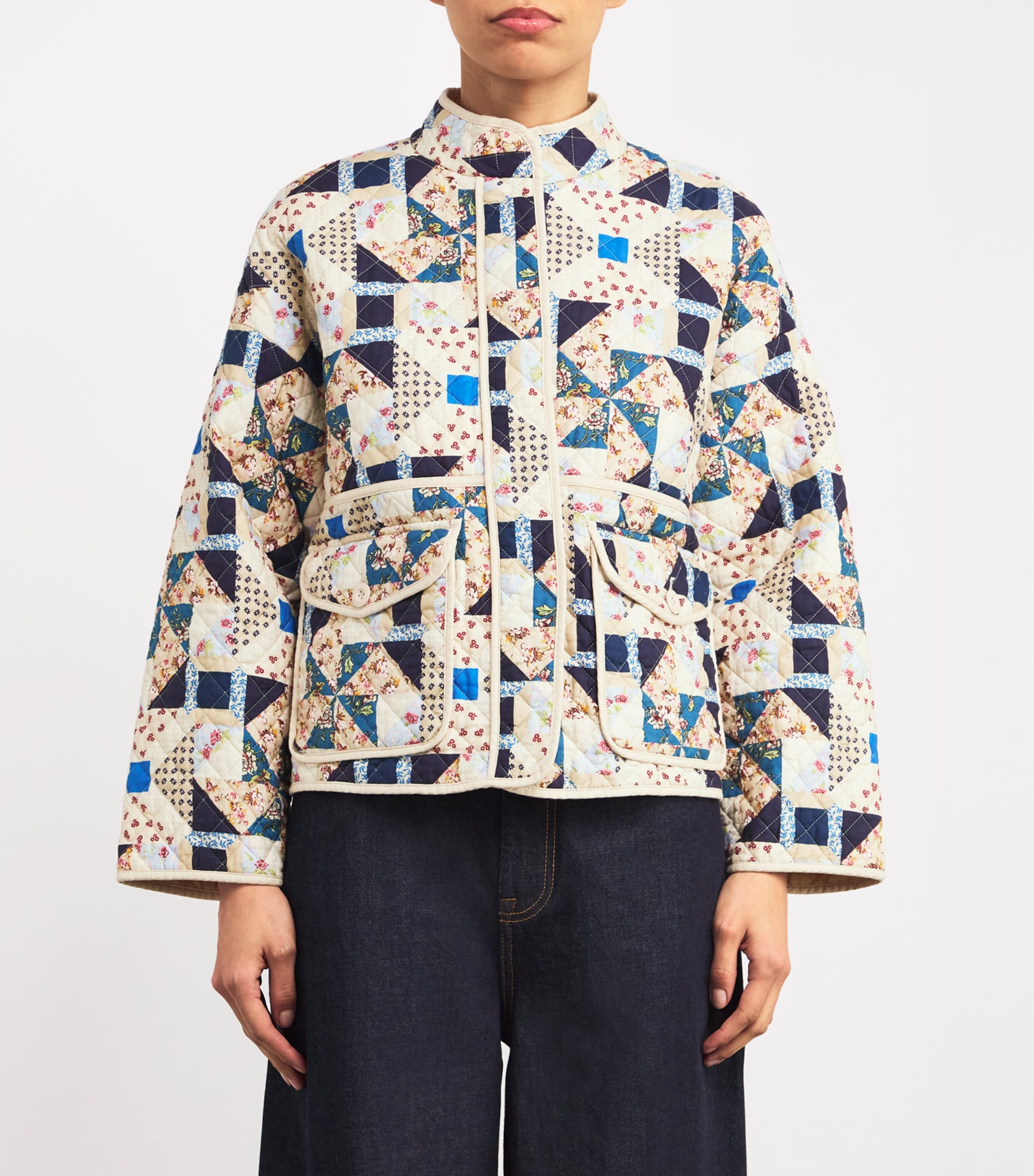 Quilted Patchwork Jacket BEIGE Image 3