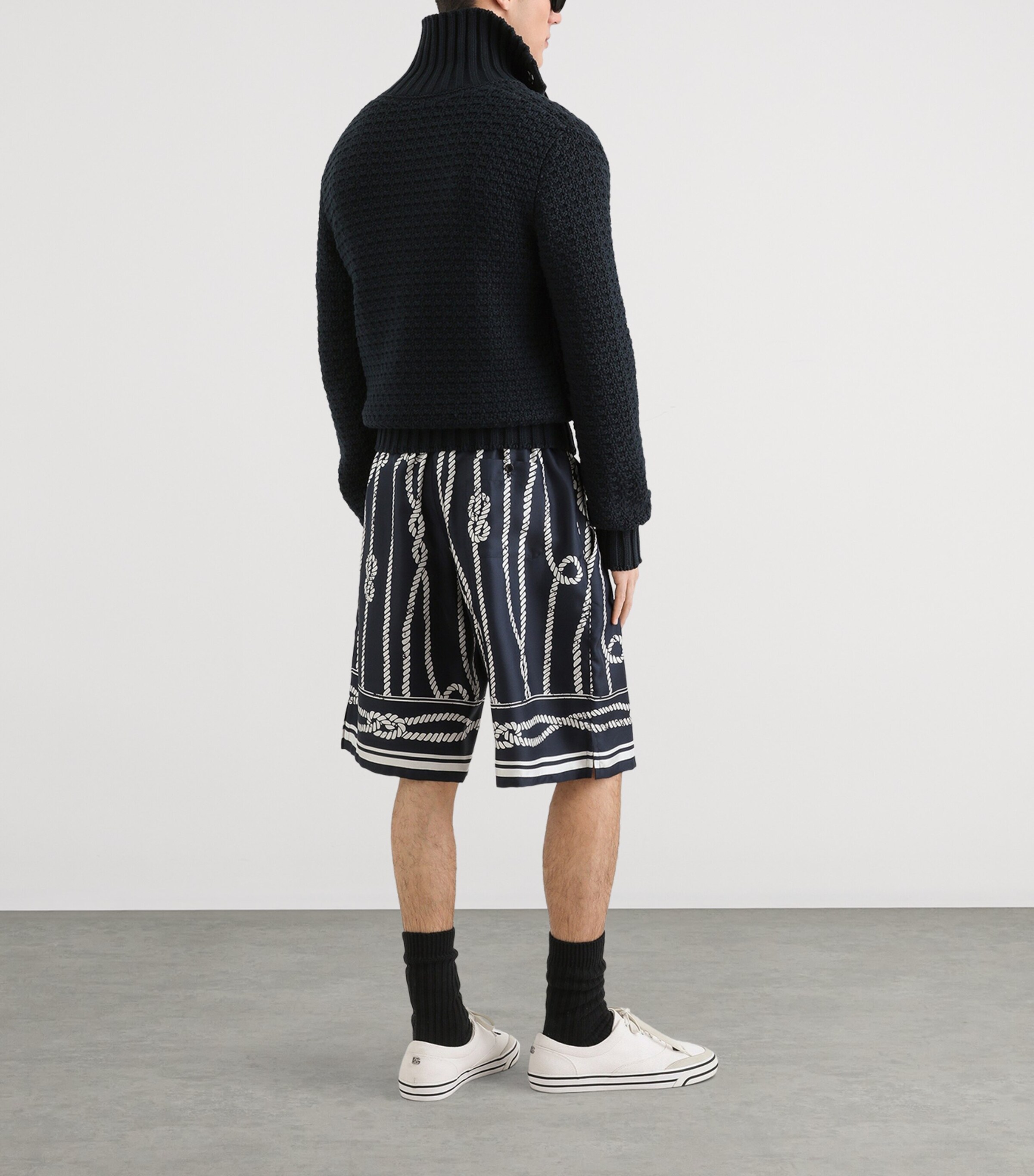 Dolce&Gabbana Mens Silk Marina Shorts Corde F.blu Na Image 3