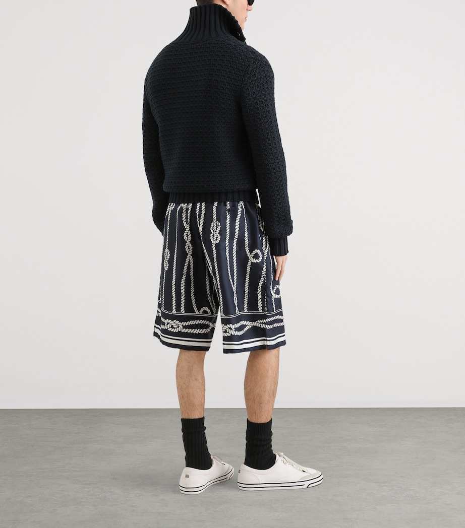 Dolce&Gabbana Mens Silk Marina Shorts Corde F.blu Na Image 3