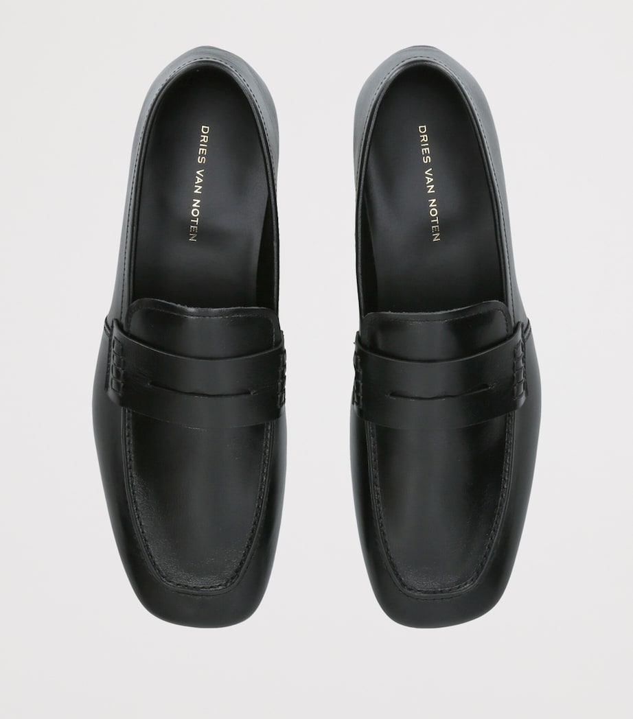 DRIES VAN NOTEN Leather Penny Loafers Black Image 3