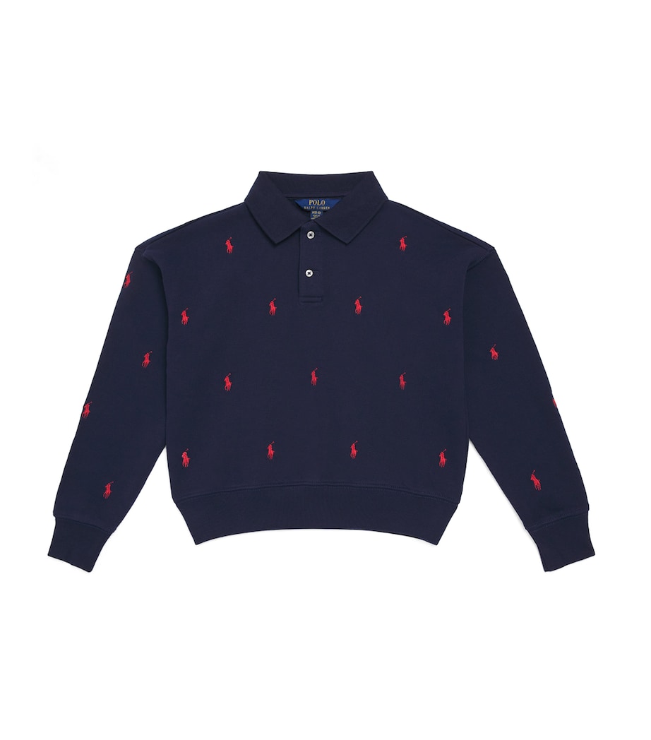 Cotton-Blend Polo Sweatshirt (7-14 Years) NAVY Image 1