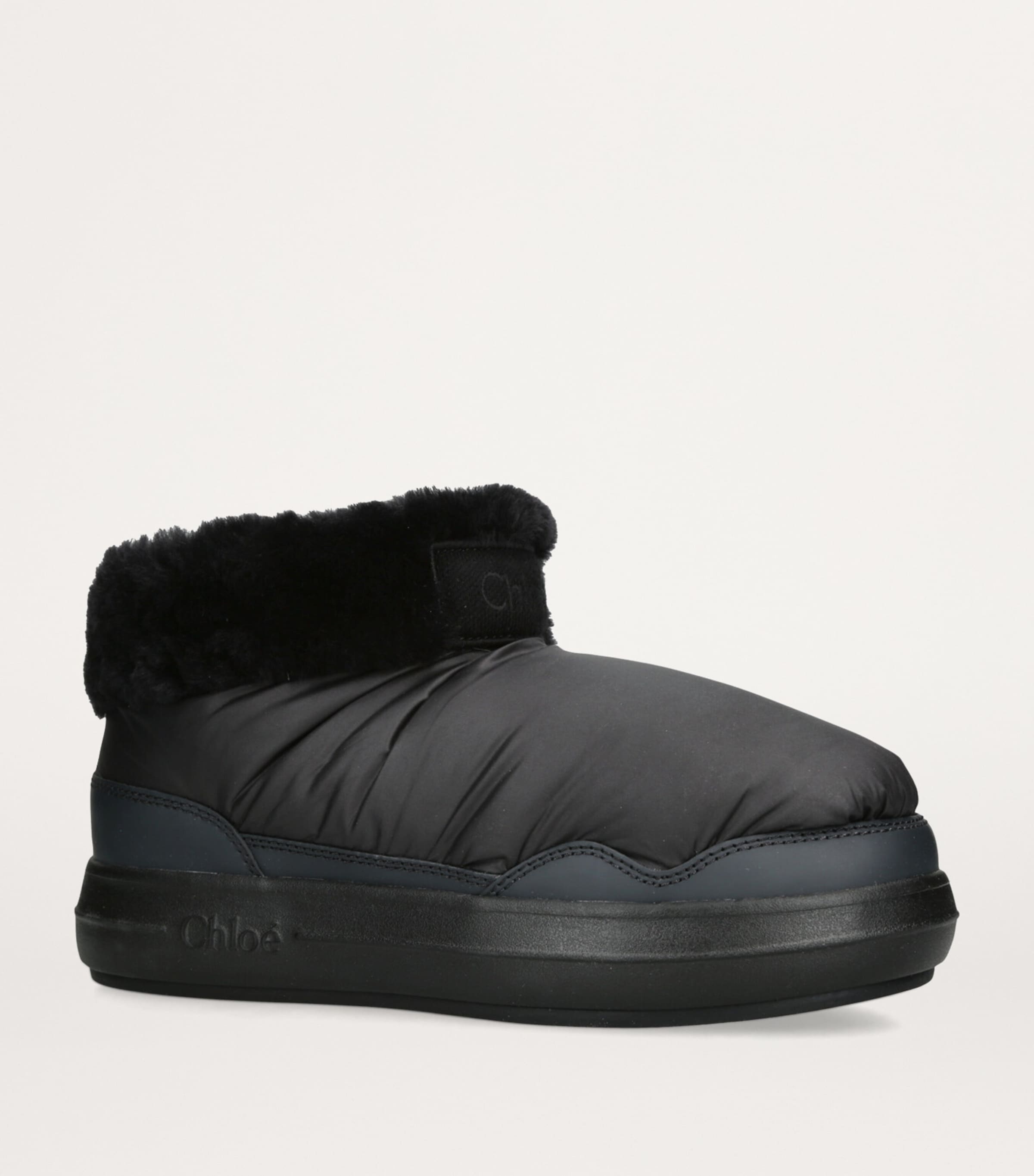 Chloé Nylon Shearling-Lined Polar Ankle Boots Black Image 3