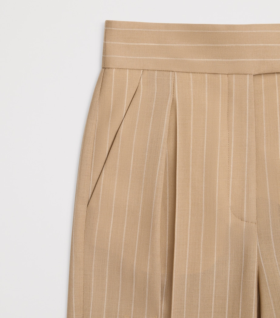 Valentino Womens Wool Pinstripe Wide-Leg Trousers Image 6