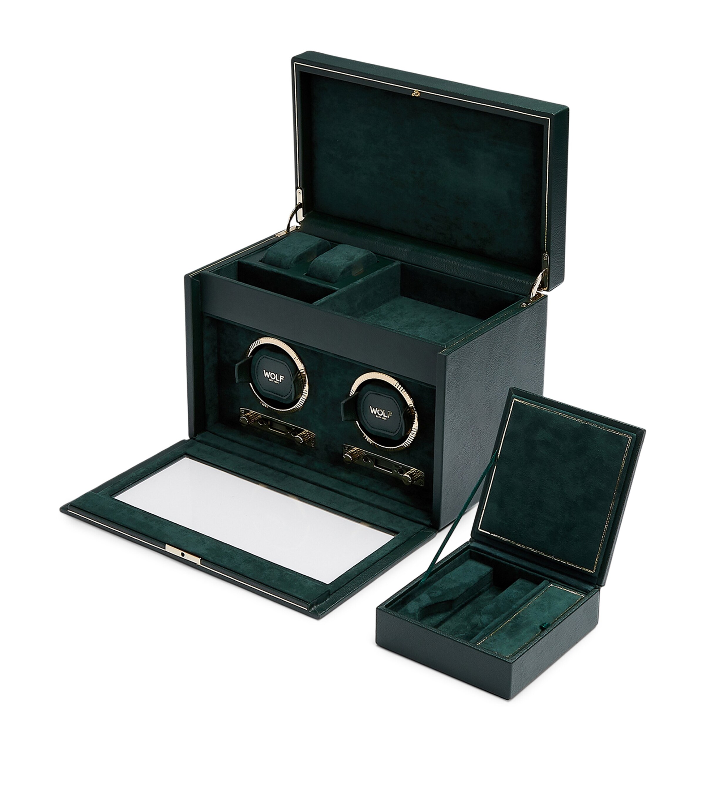 Vegan Leather Double Watch Winder GREEN Image 2