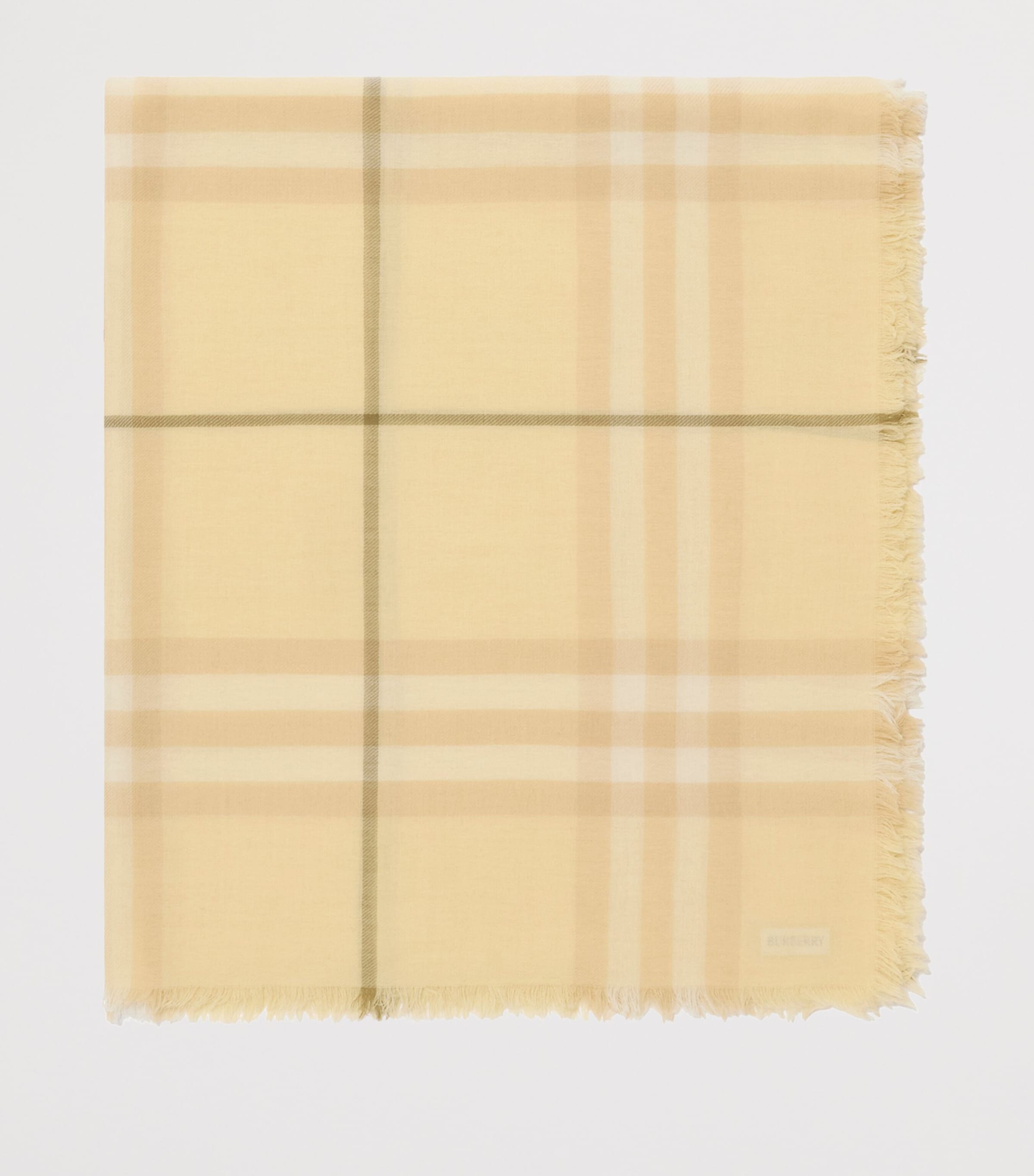 Burberry Wool Wide Check Scarf Buff Yellow Image 6