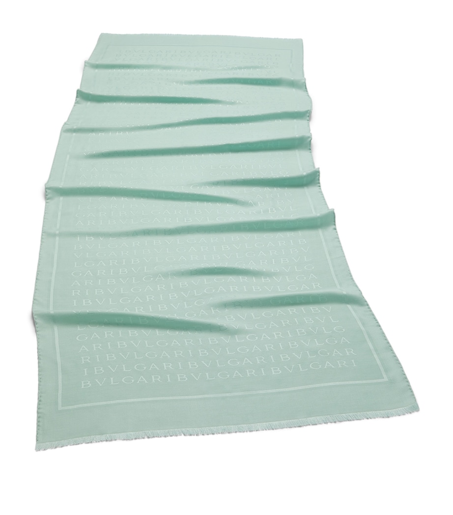 Silk-Cotton Logo Scarf GREEN MEDIUM Image 1