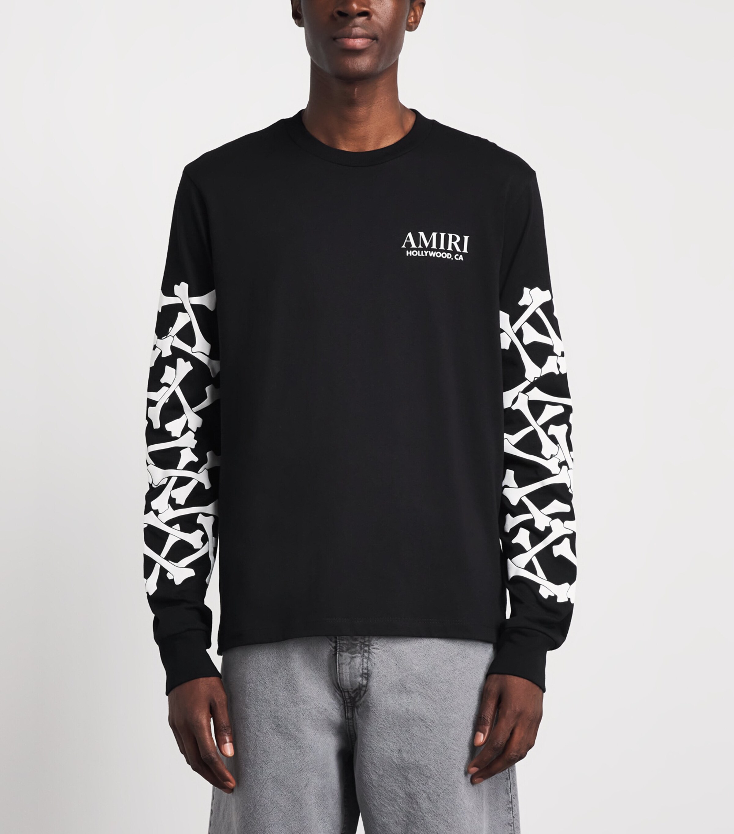 AMIRI Black Cotton Stacked Bones Long-Sleeve T-Shirt | Harrods US