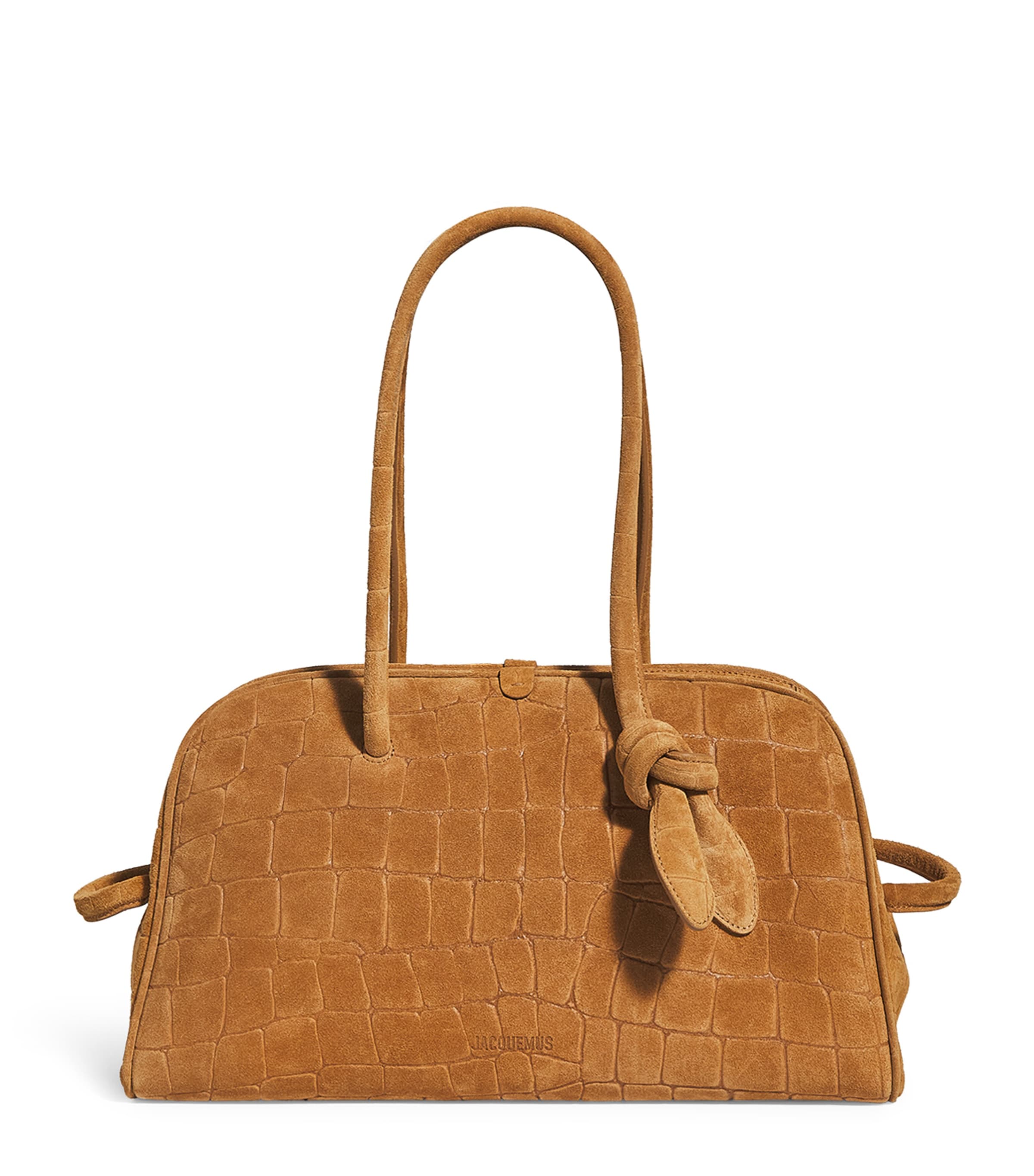 Jacquemus Le Turismo Crocodile-effect Suede Shoulder Bag In Brown