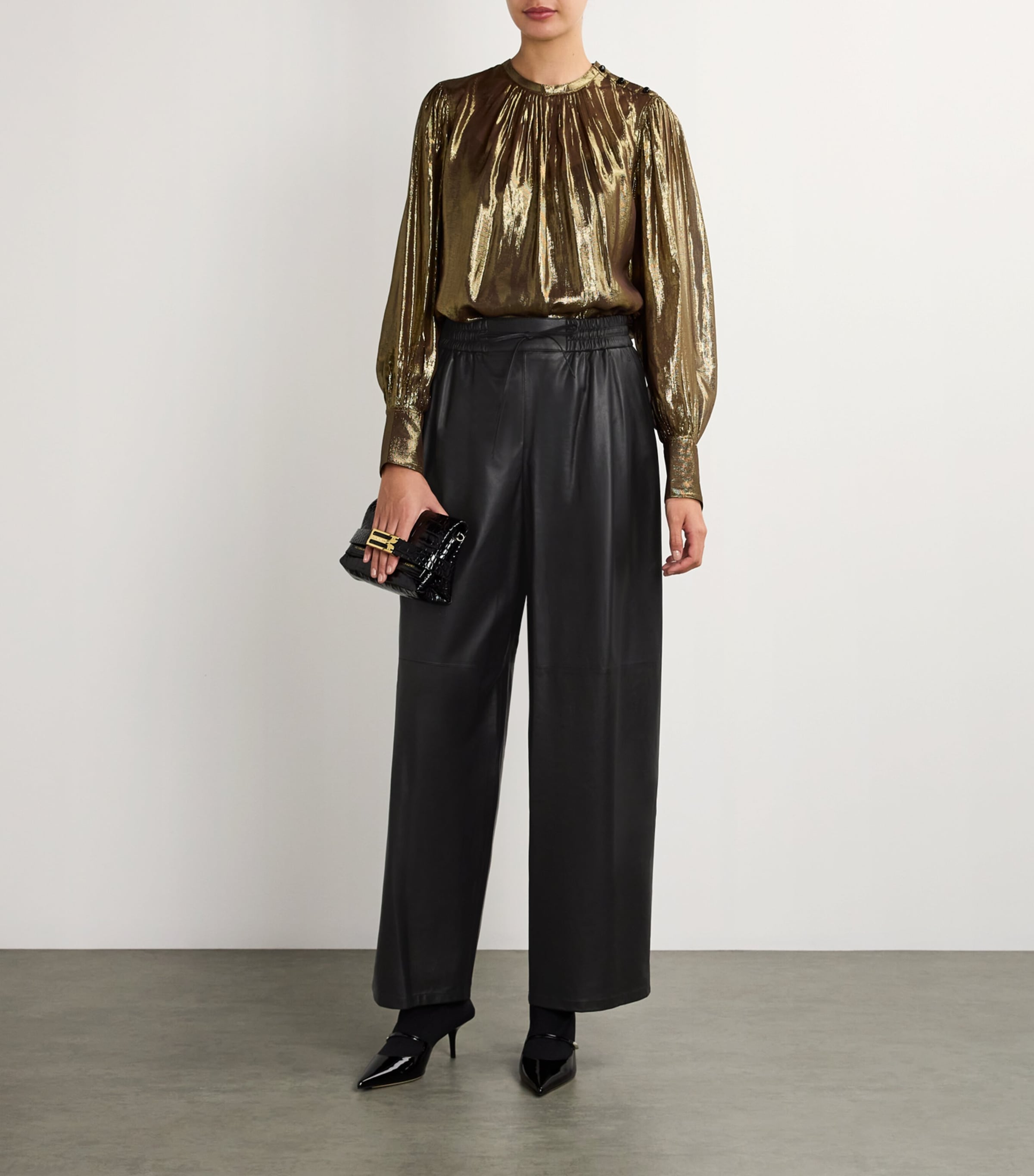 Lambskin Wide-Leg Trousers C99 Image 2