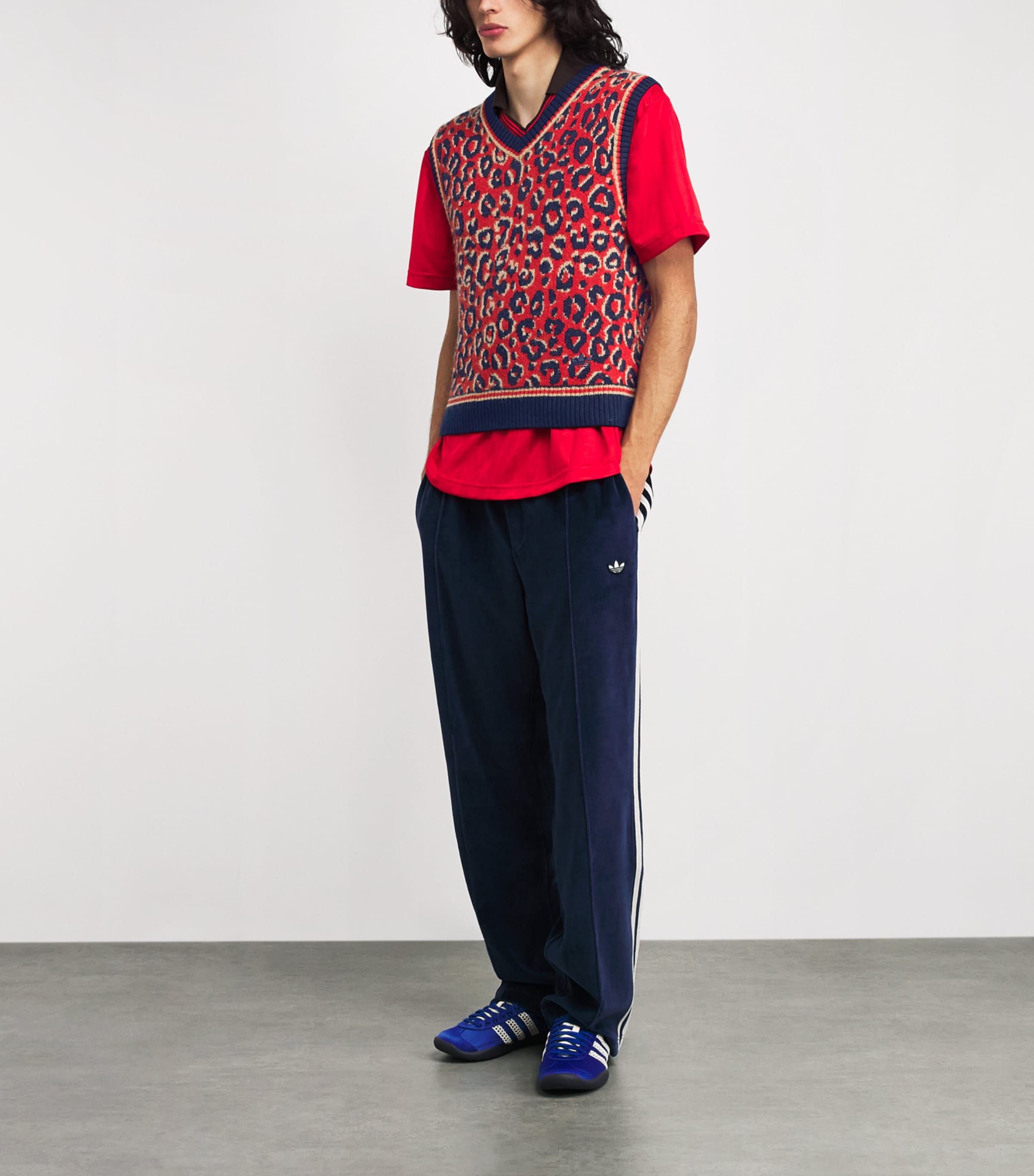 x Wales Bonner Leopard Sweater Vest BLUE Image 2