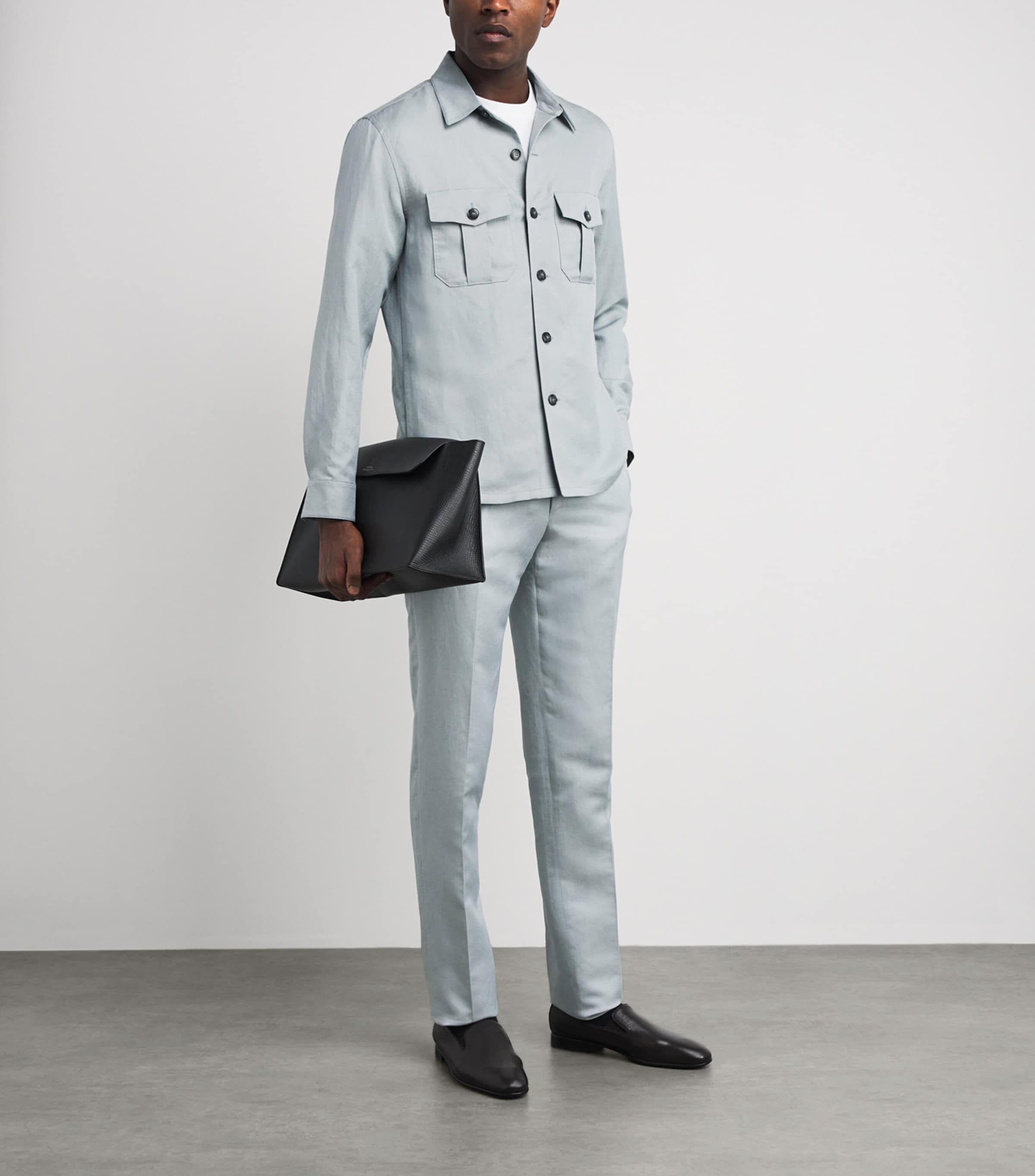 Canali Mens Linen-Silk Overshirt Image 2