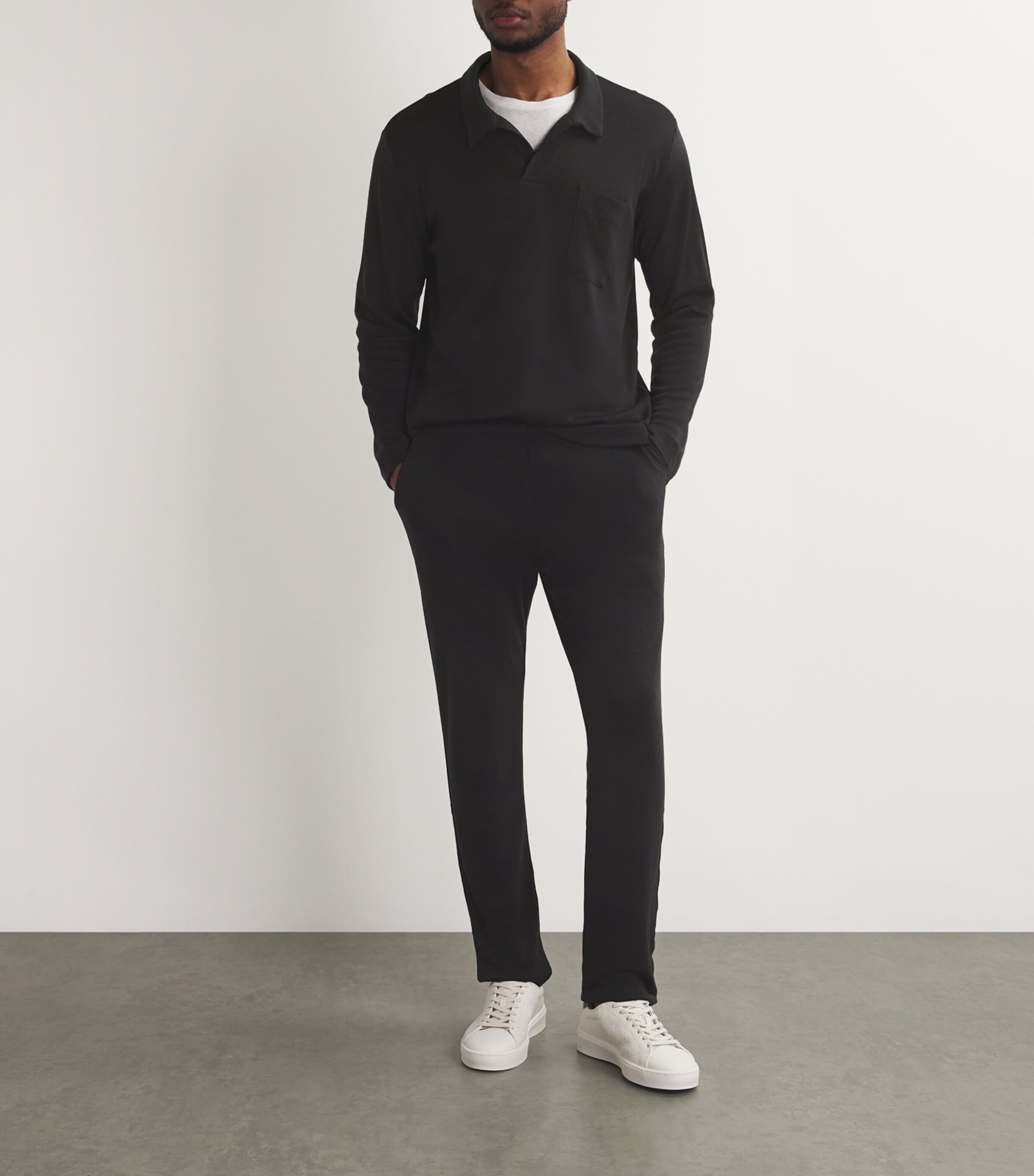 Hanro Mens Wool-Blend Christian Sweatpants Black Image 2