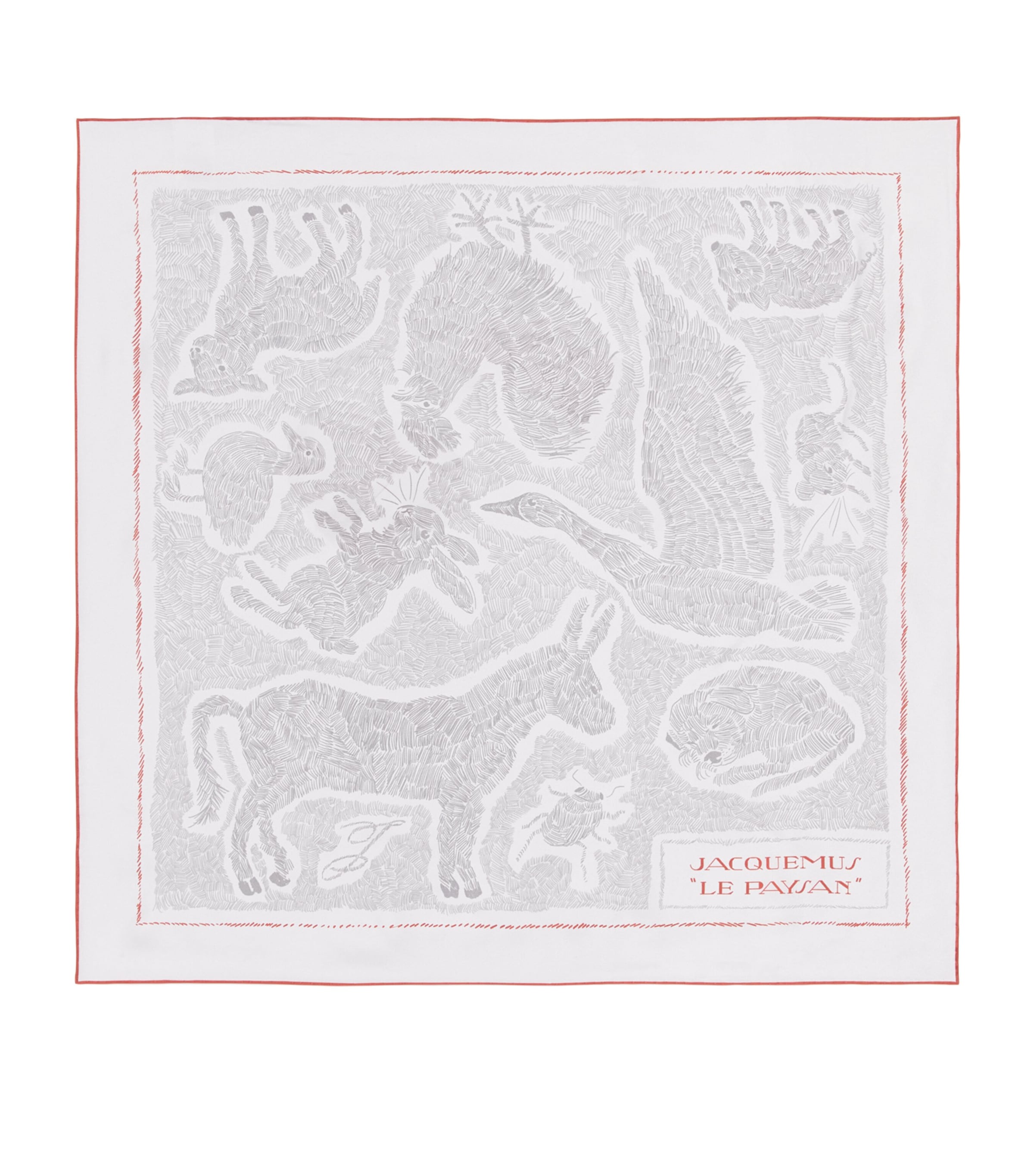 Silk Printed Paysan Scarf ANML OFF-WHT RE-1YT Image 1