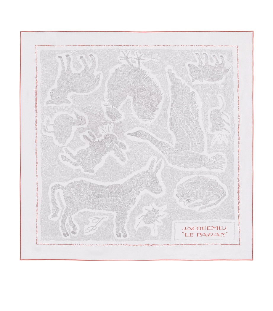 Silk Printed Paysan Scarf ANML OFF-WHT RE-1YT Image 1