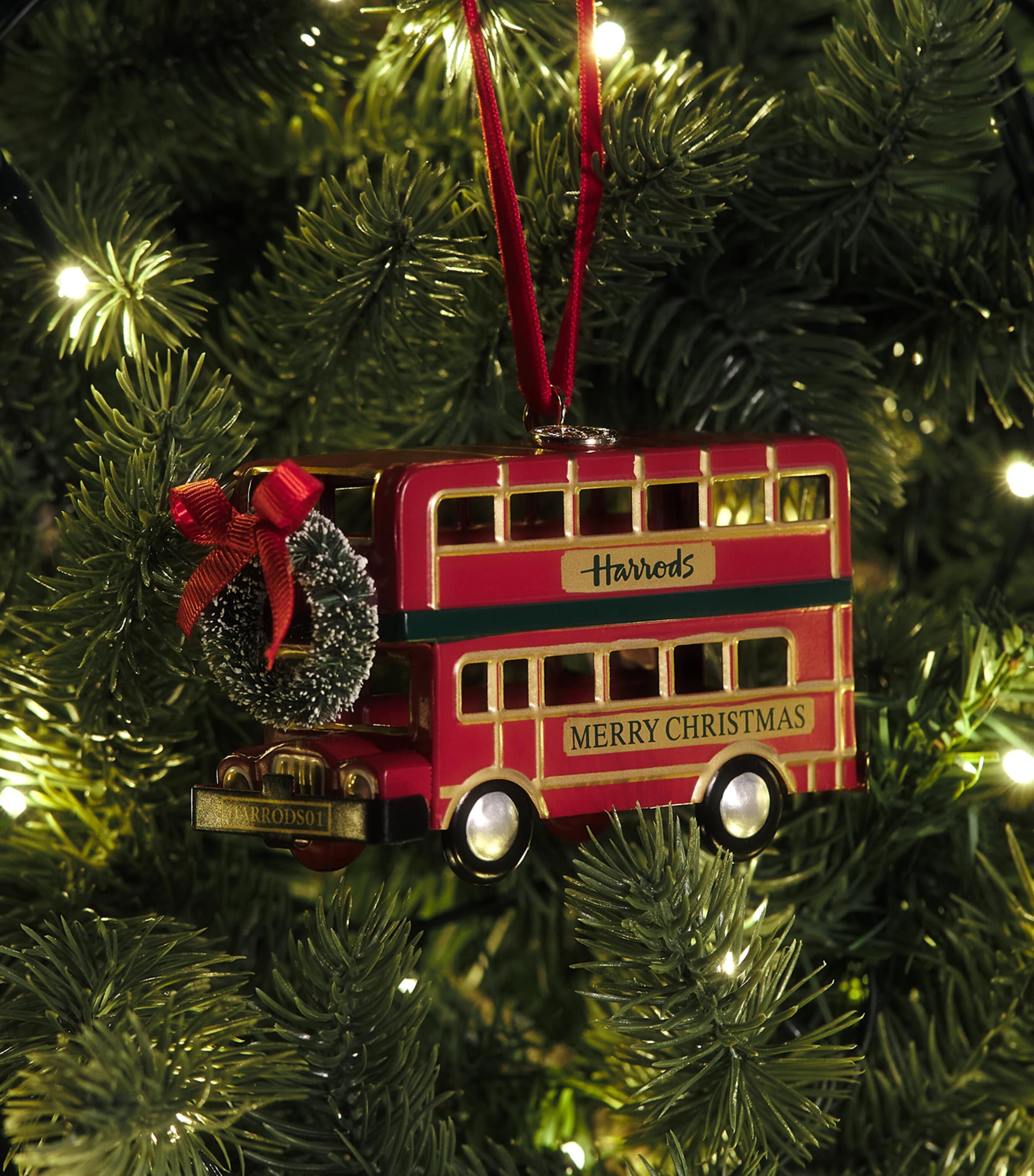 Harrods Bus Tree Decoration Red Image 3