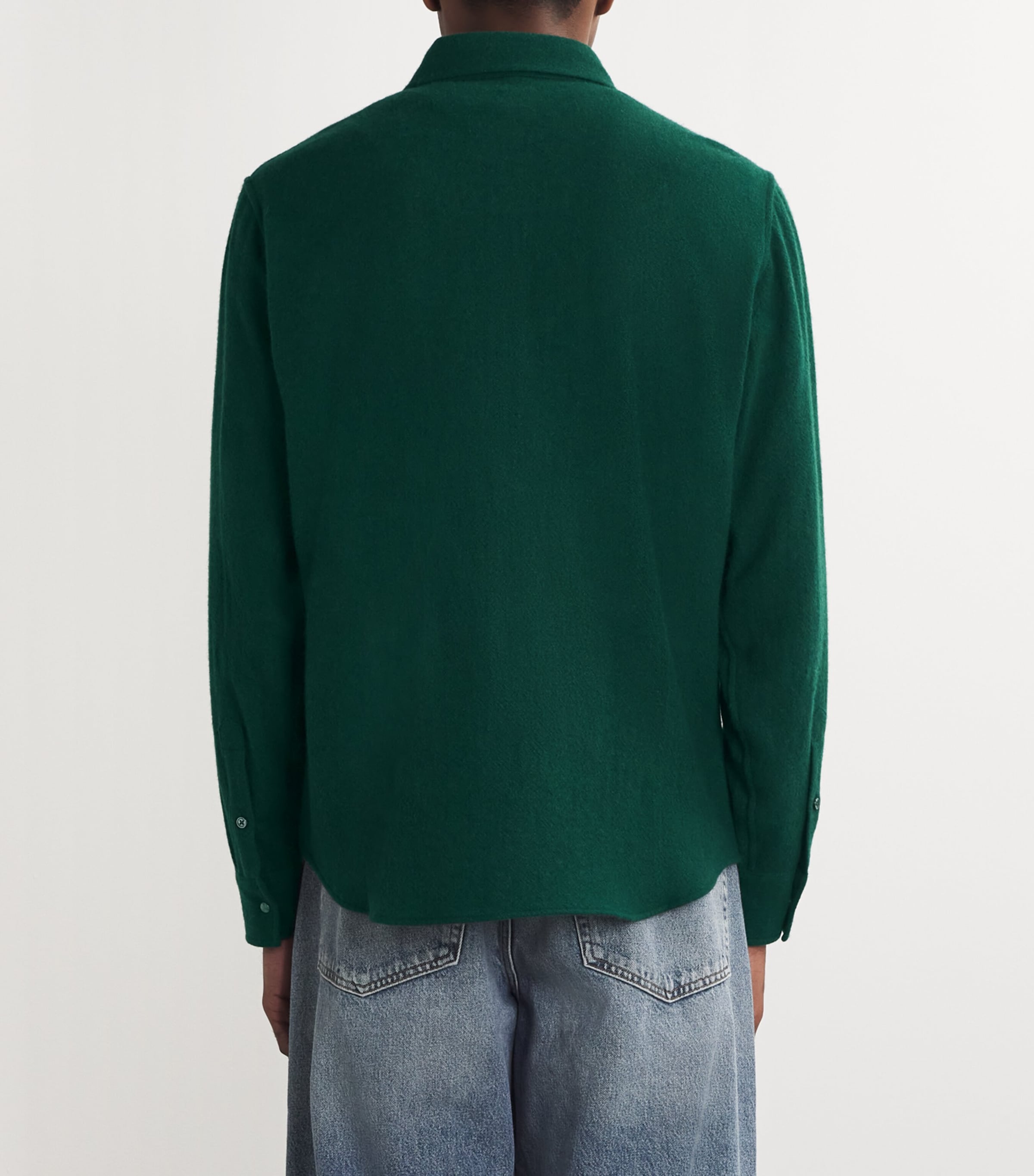 Unisex Cashmere Press-Stud Overshirt FOREST GREEN Image 4