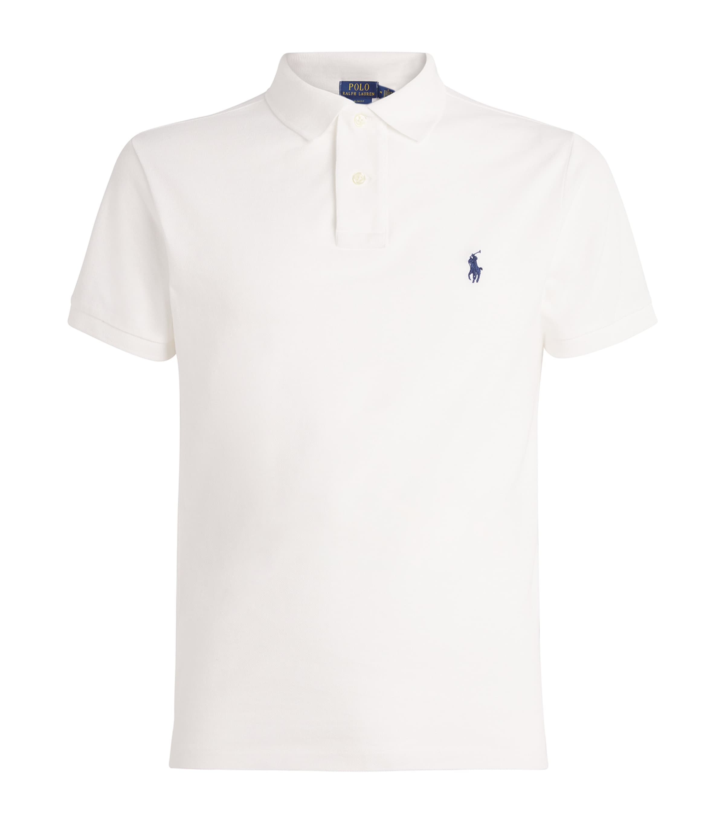 Polo Ralph Lauren Mens Cotton Mesh Slim-Fit Polo Shirt White Image 1