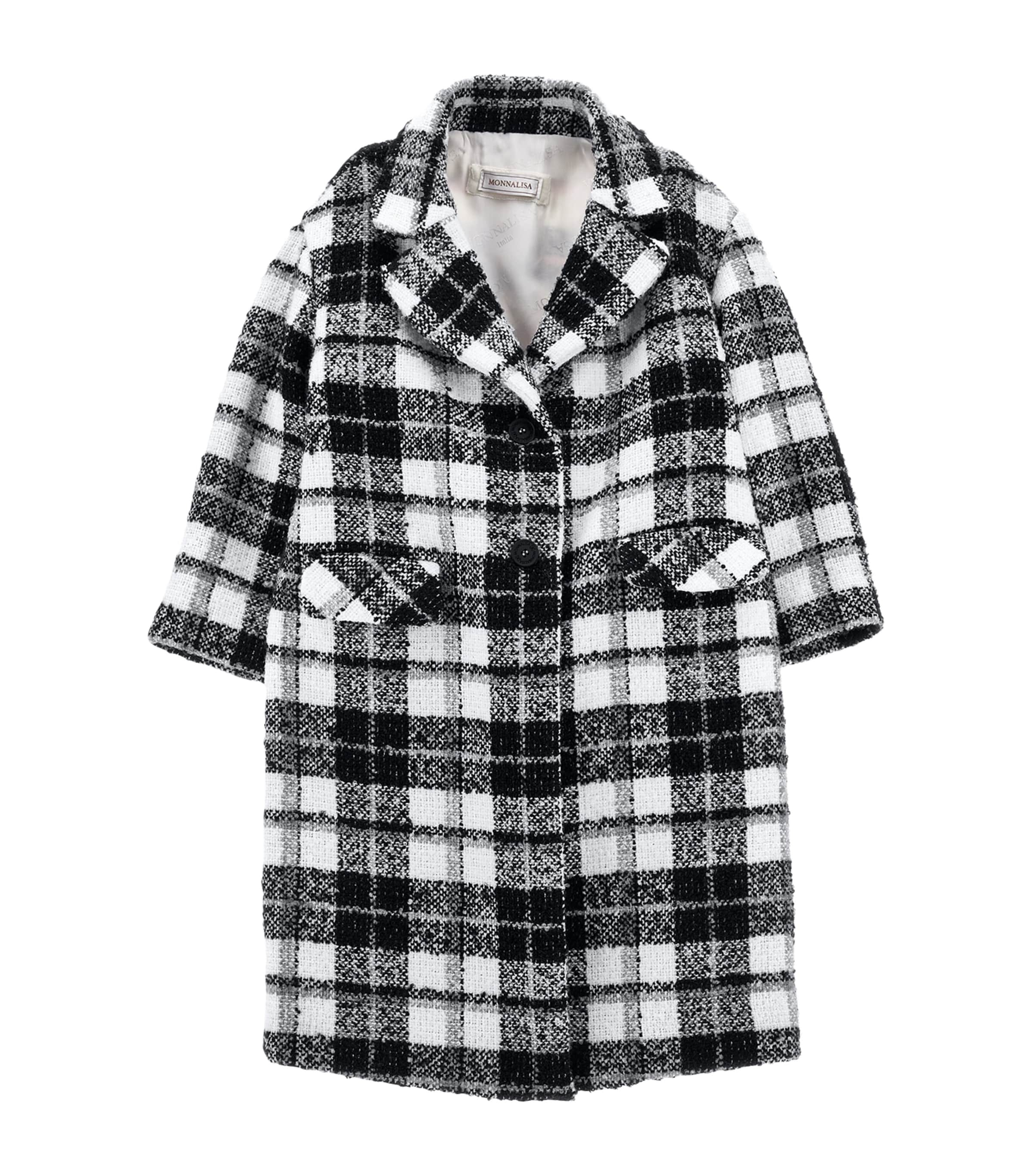 Monnalisa Kids' Bouclé Check Overcoat