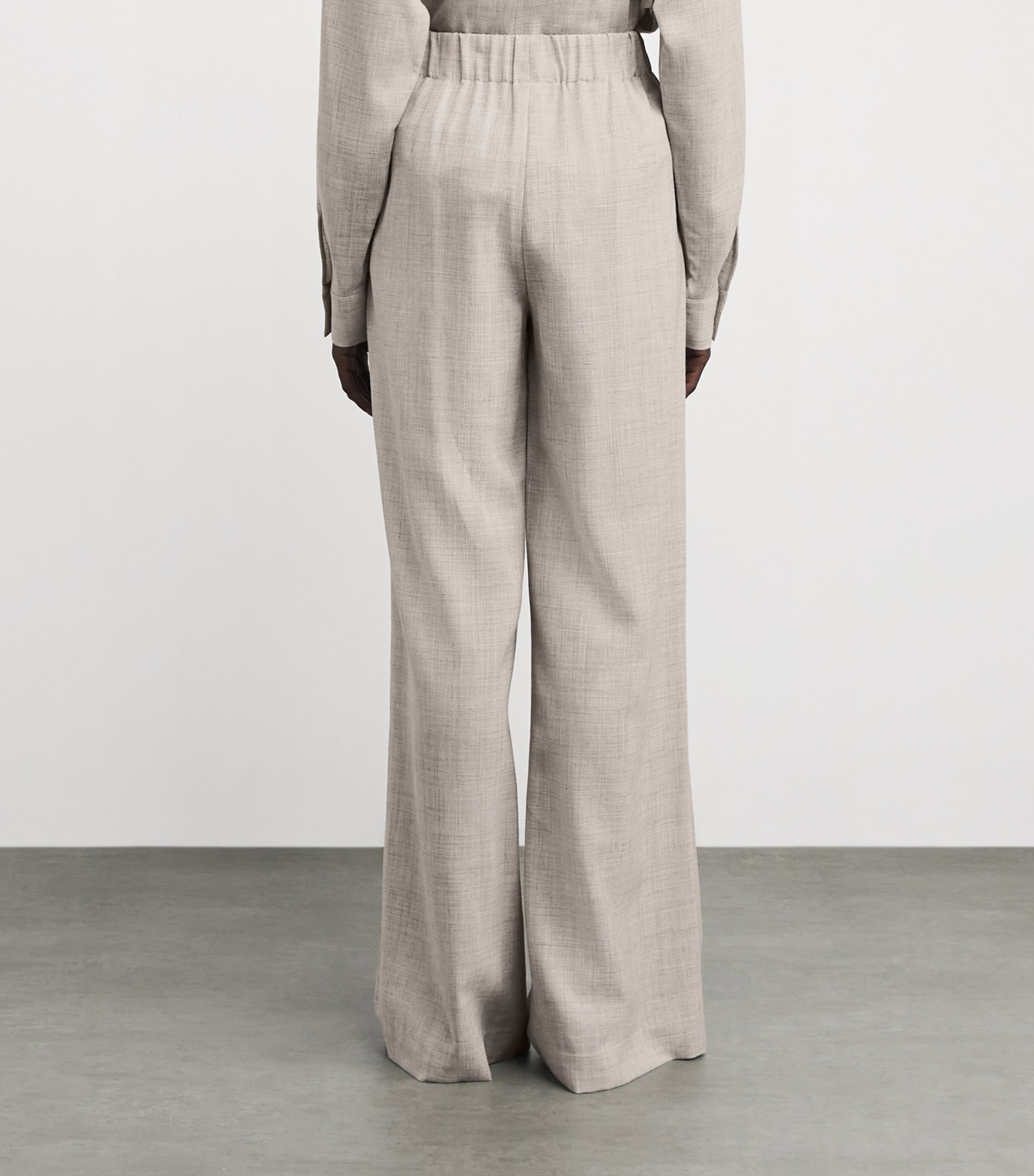 Wool-Cashmere Wide-Leg Trousers TAUPE MULTI Image 4