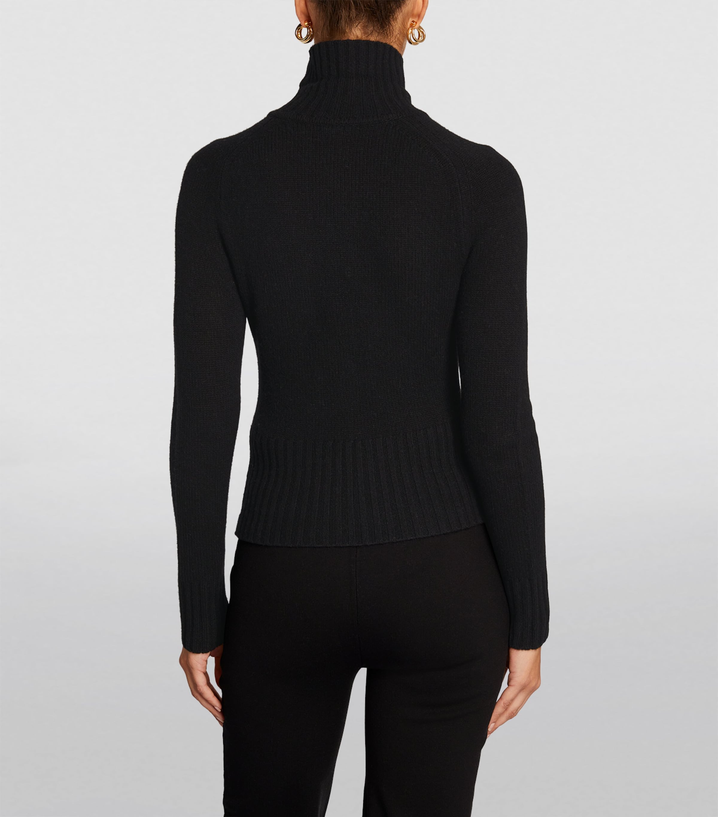 Open Cashmere High-Neck Sweater BLACK Image 4
