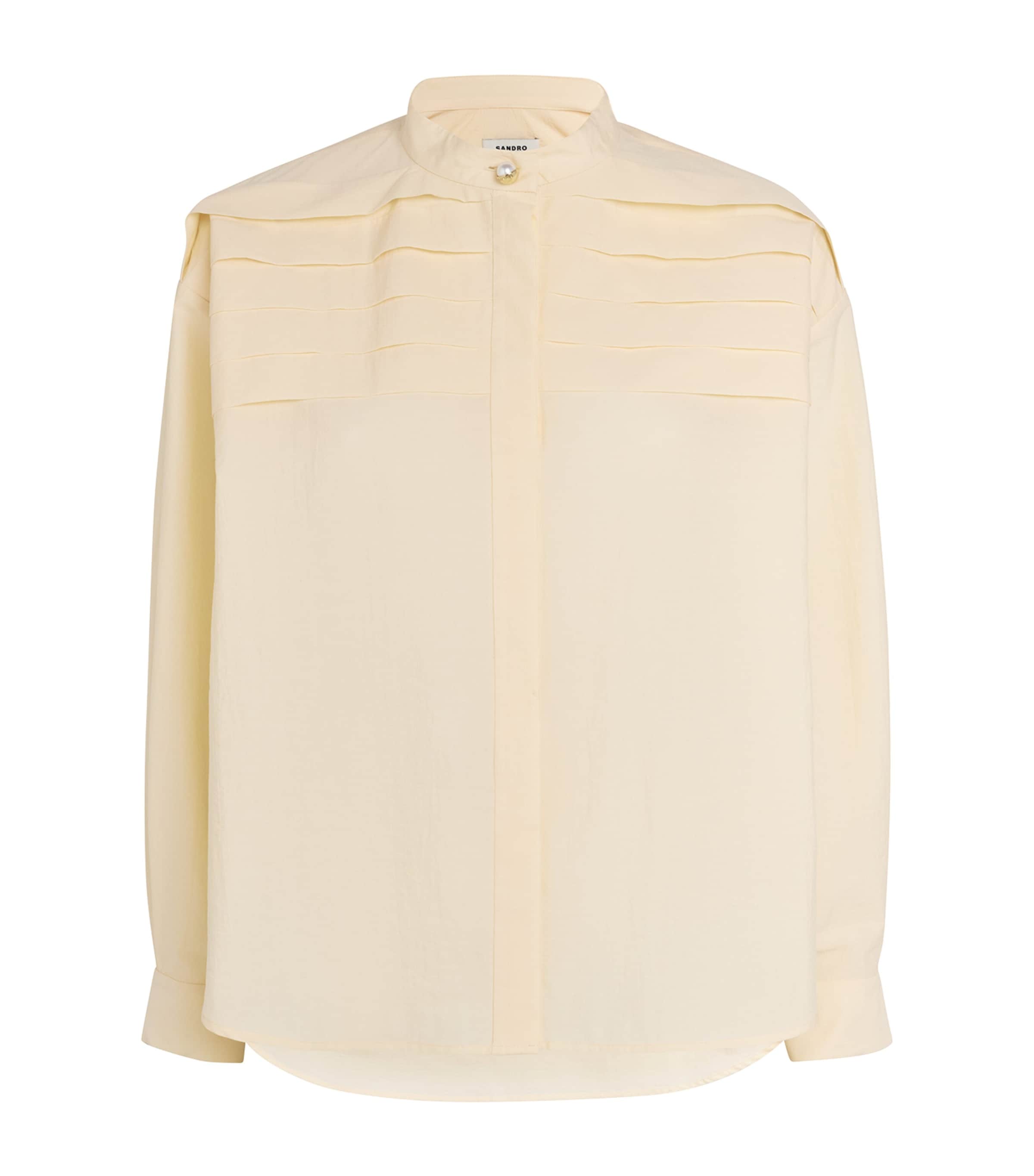 Sandro Frill Detail Blouse In Beige