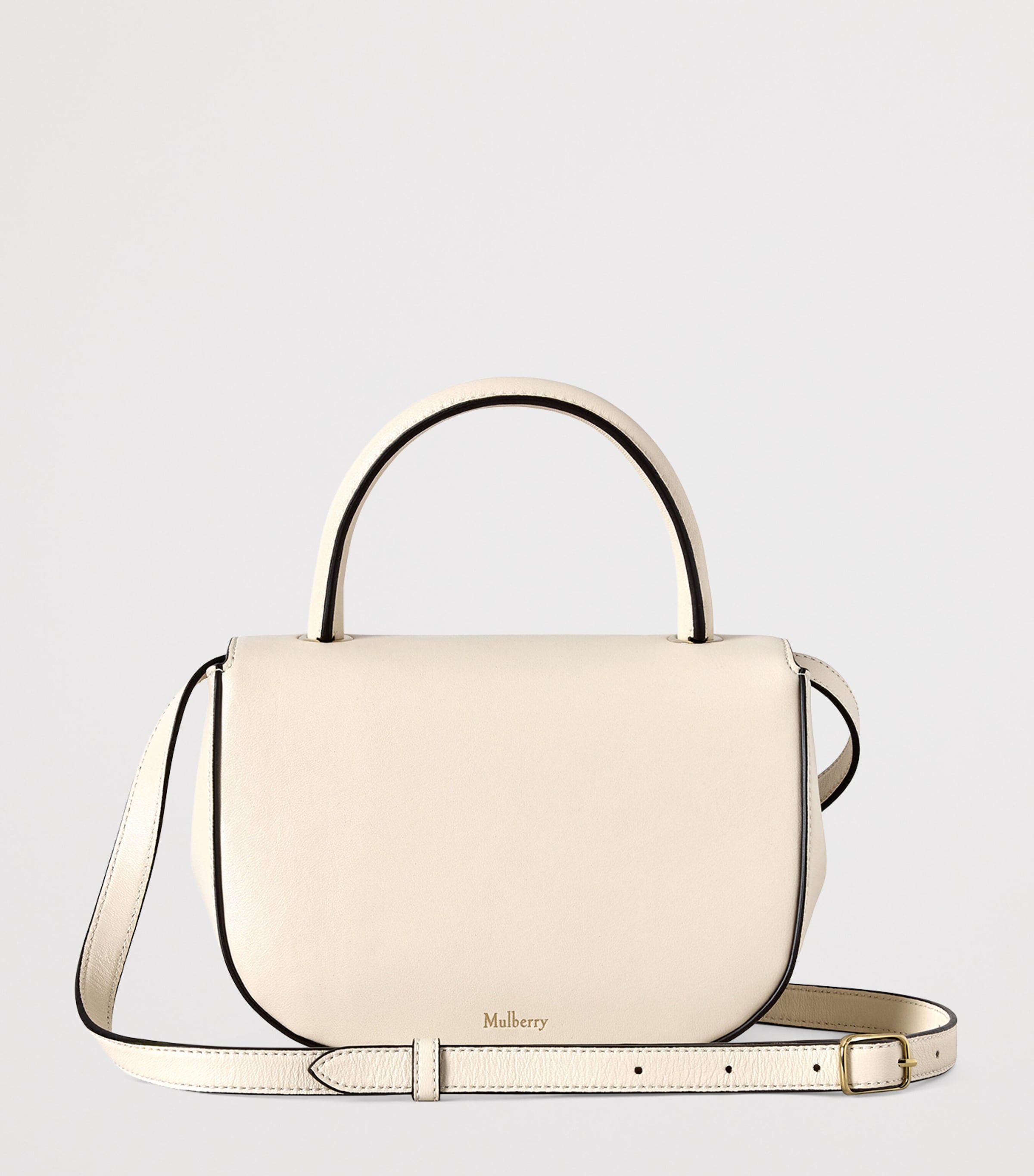 Mulberry Small Leather Amberley Top-Handle Bag Eggshell Image 3