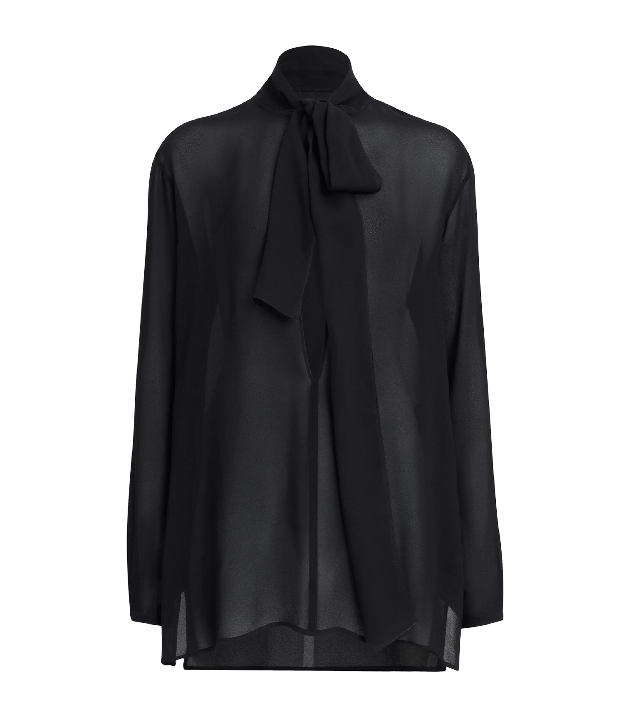 Alaïa Georgette Pussybow Blouse In Black