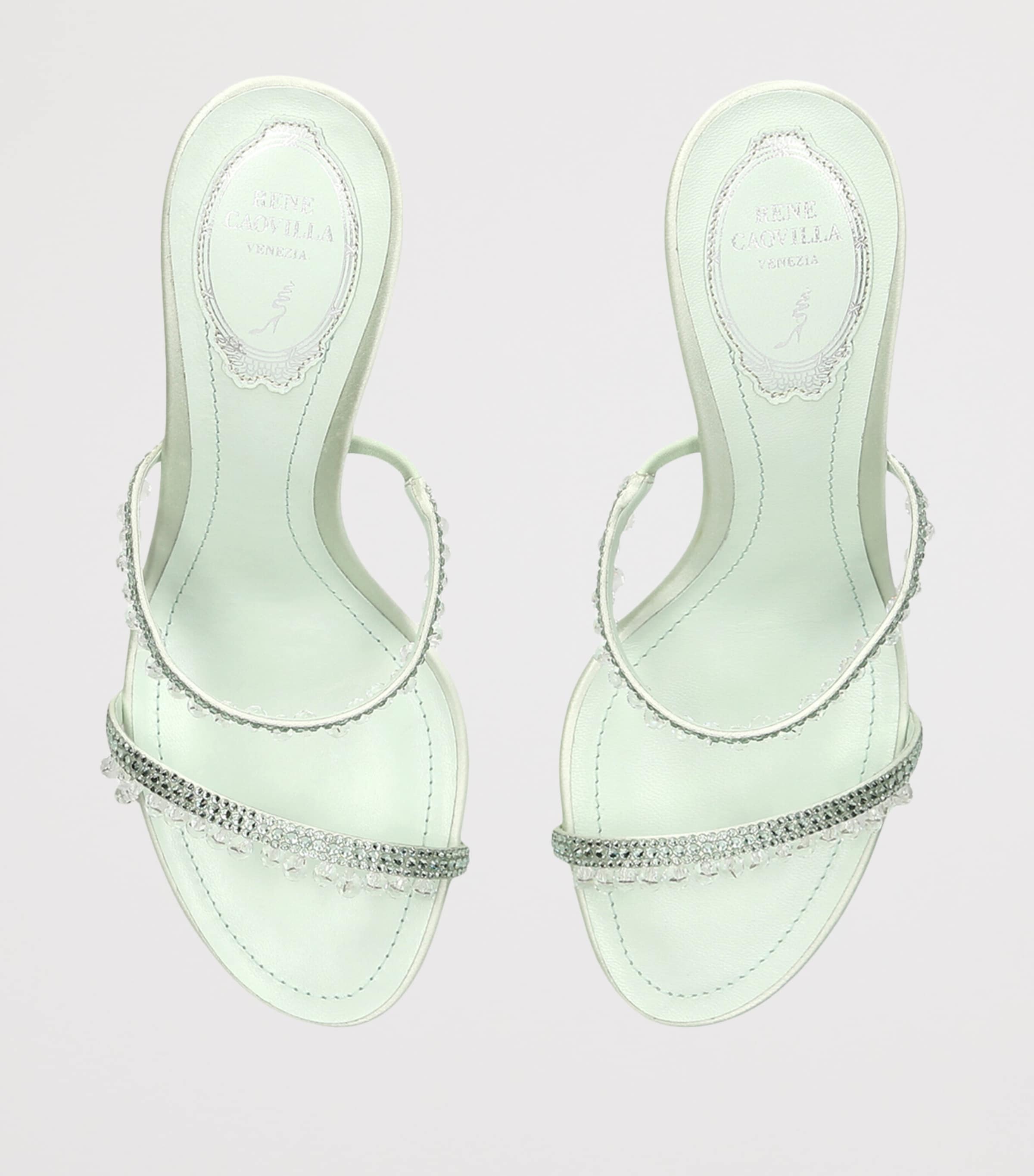 René Caovilla Leather Chandelier Mules 80 Pale Green Image 3