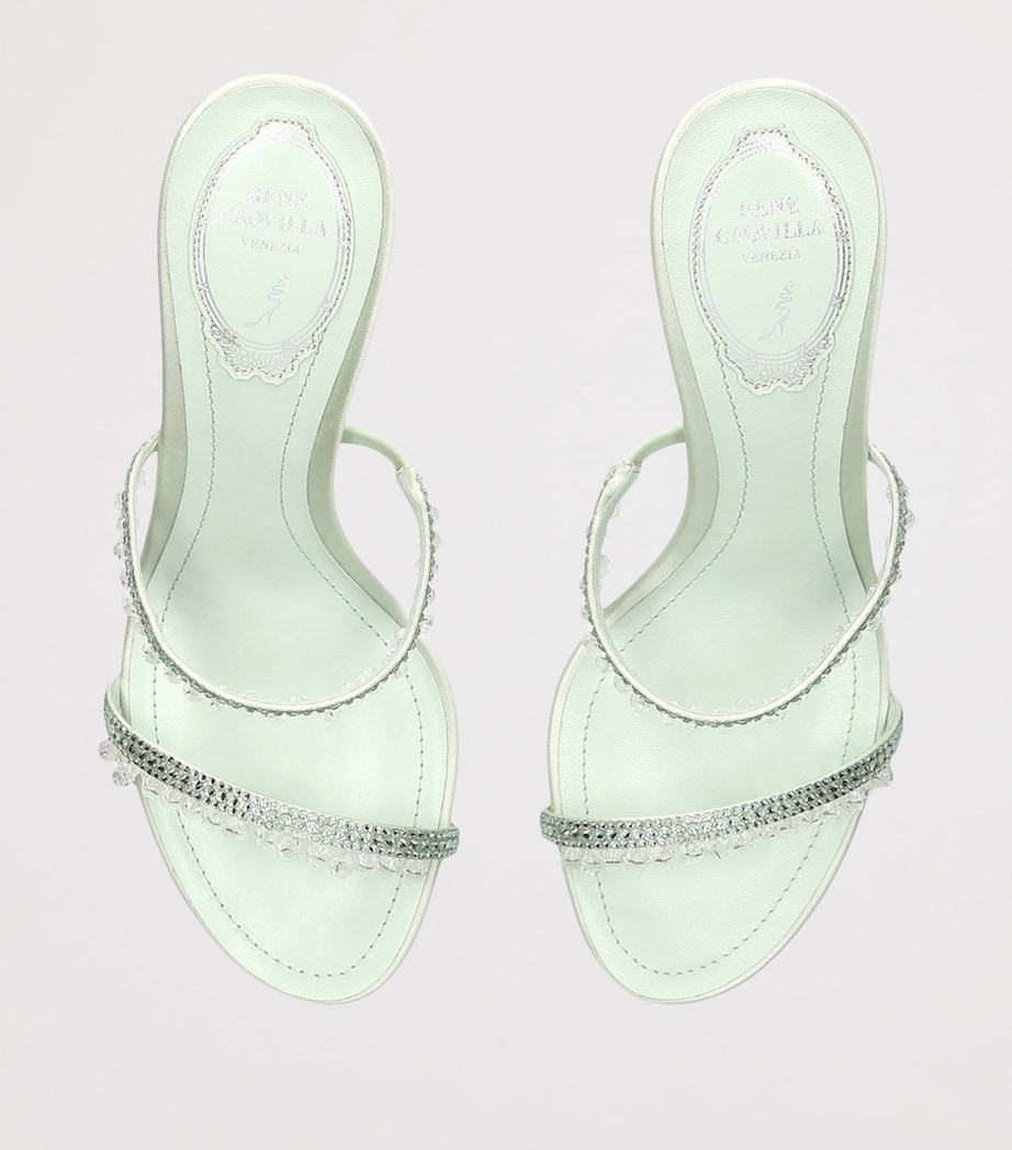René Caovilla Leather Chandelier Mules 80 Pale Green Image 3